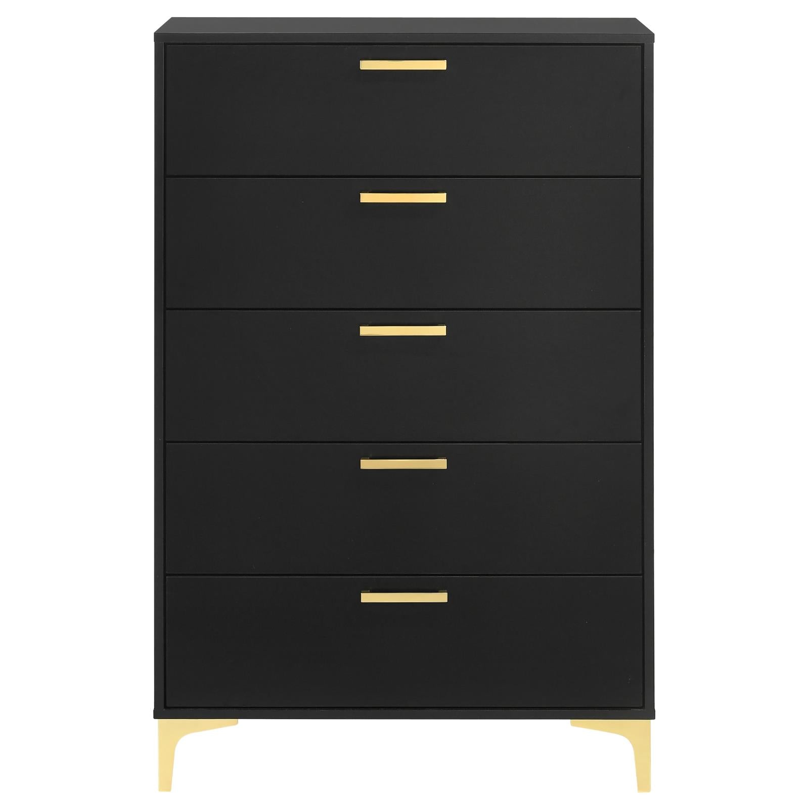 Kendall Black/Gold 5-Drawer Chest - 224455 - Bien Home Furniture & Electronics