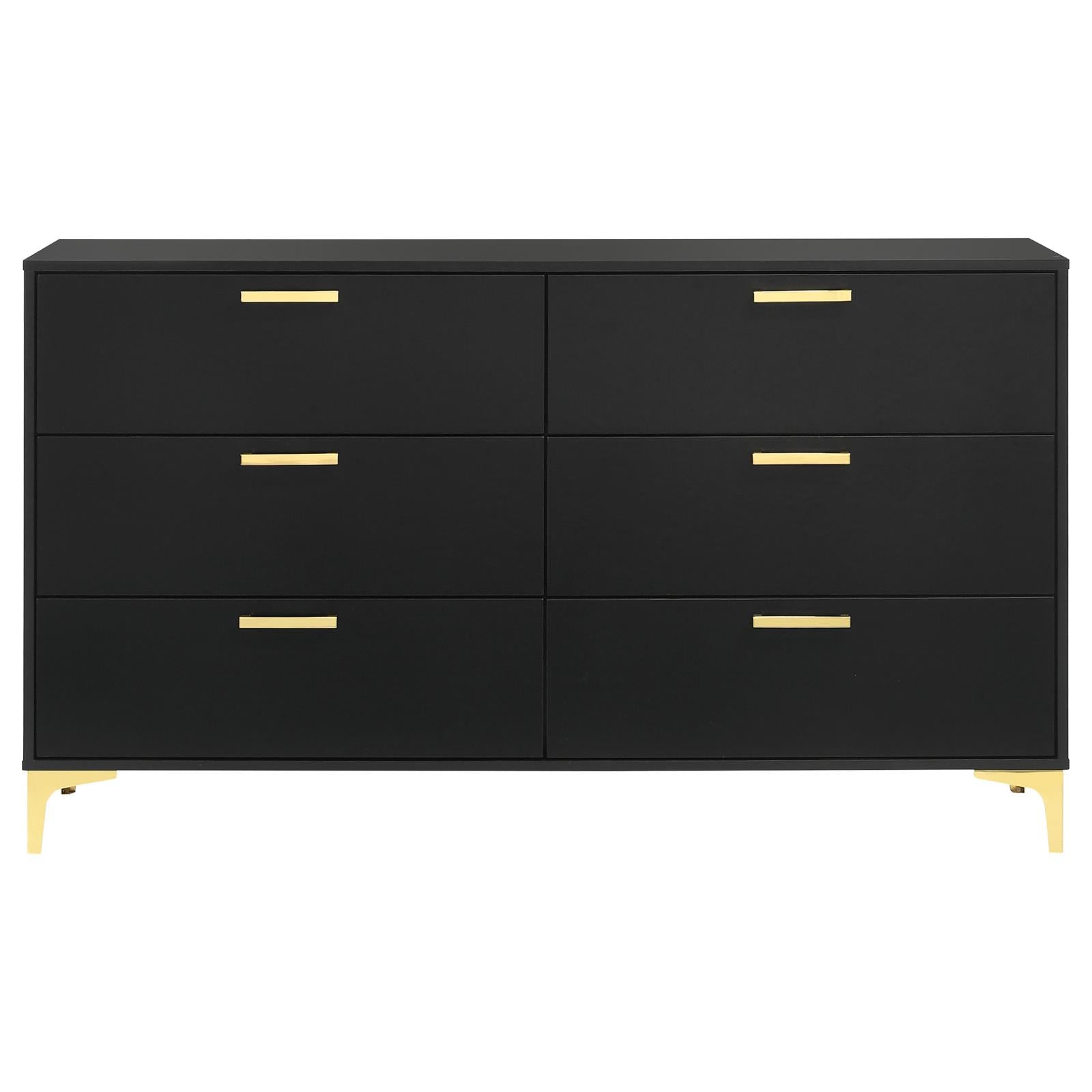 Kendall Black/Gold 6-Drawer Dresser - 224453 - Bien Home Furniture & Electronics