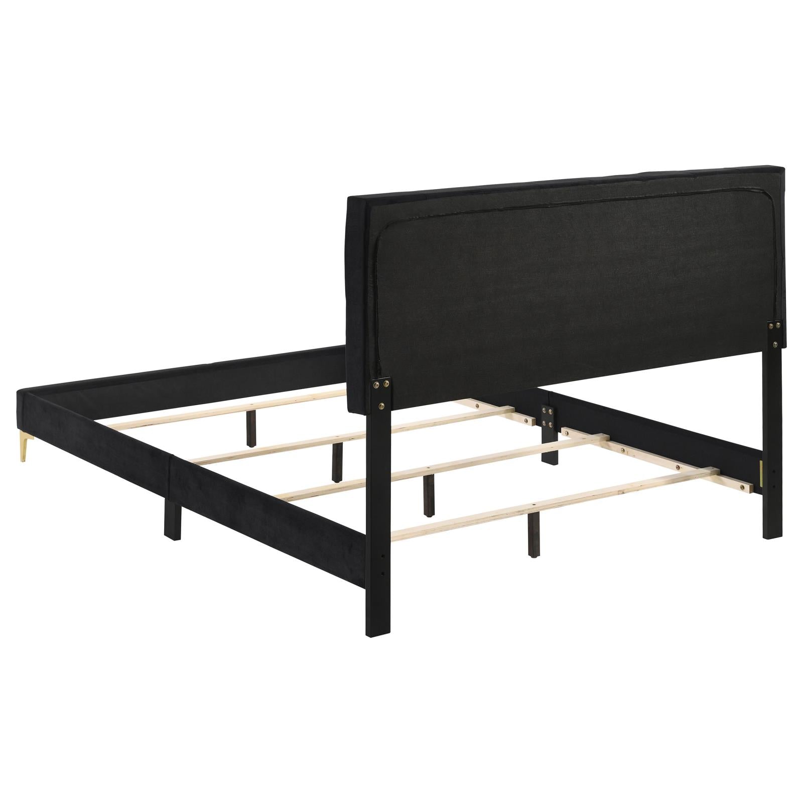 Kendall Tufted Panel Queen Bed Black/Gold - 224451Q - Bien Home Furniture & Electronics