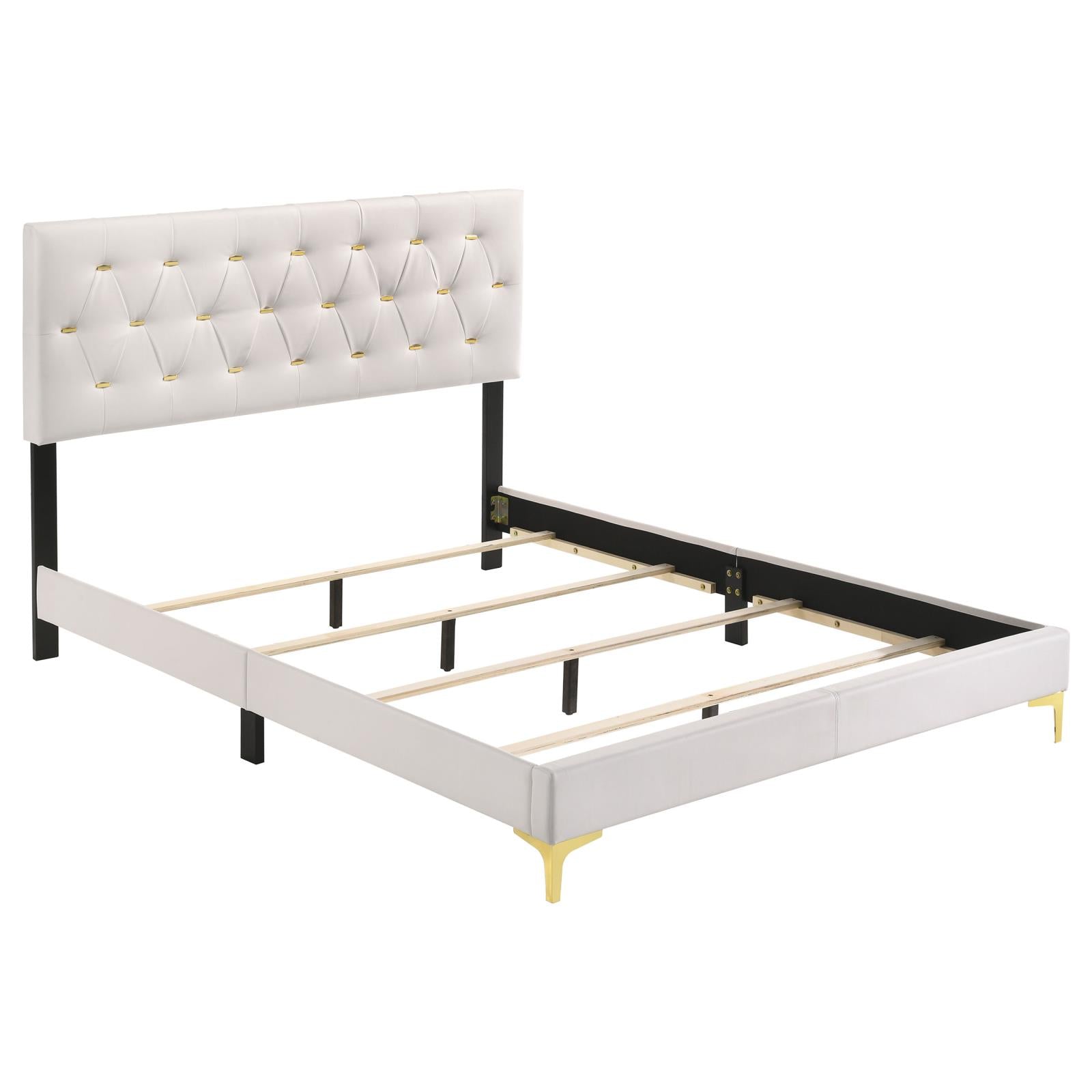 Kendall Tufted Upholstered Panel Eastern King Bed White - 224401KE - Bien Home Furniture & Electronics