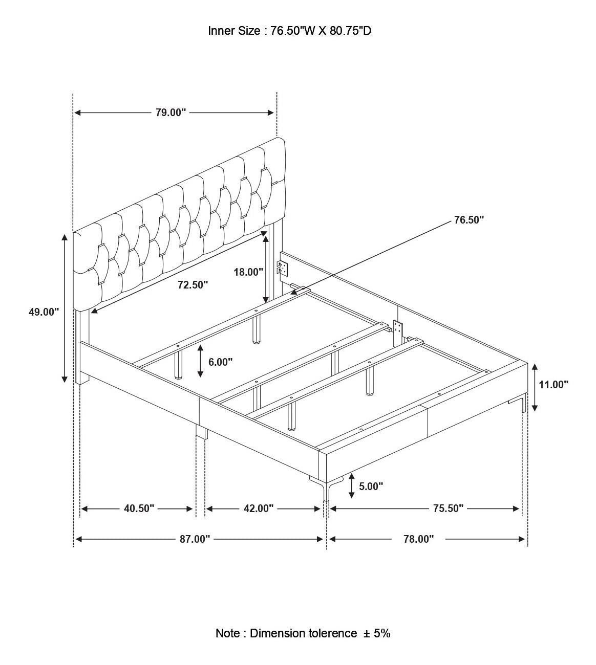 Kendall Tufted Upholstered Panel Eastern King Bed White - 224401KE - Bien Home Furniture & Electronics