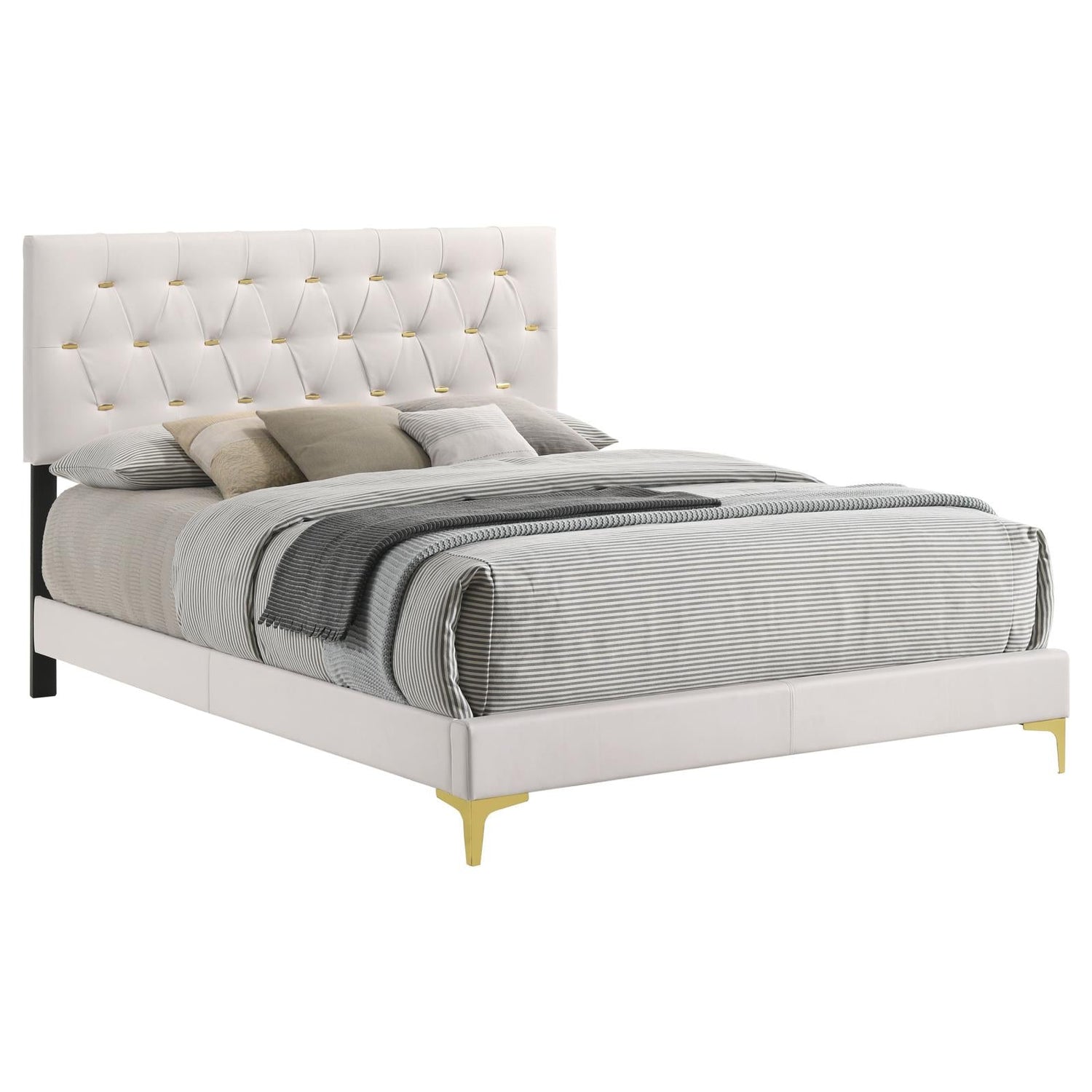 Kendall Tufted Upholstered Panel Queen Bed White - 224401Q - Bien Home Furniture & Electronics