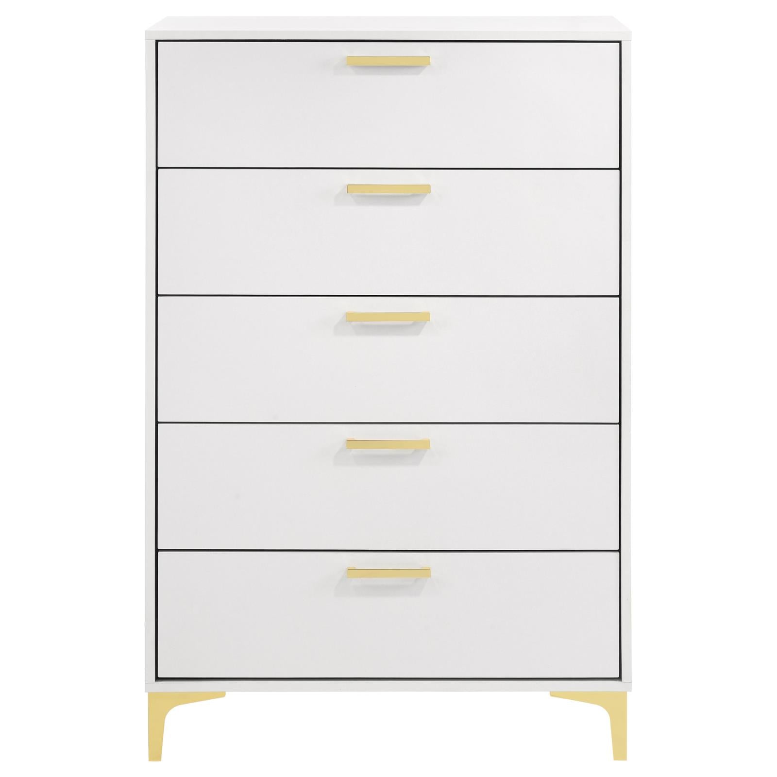 Kendall White 5-Drawer Chest - 224405 - Bien Home Furniture & Electronics