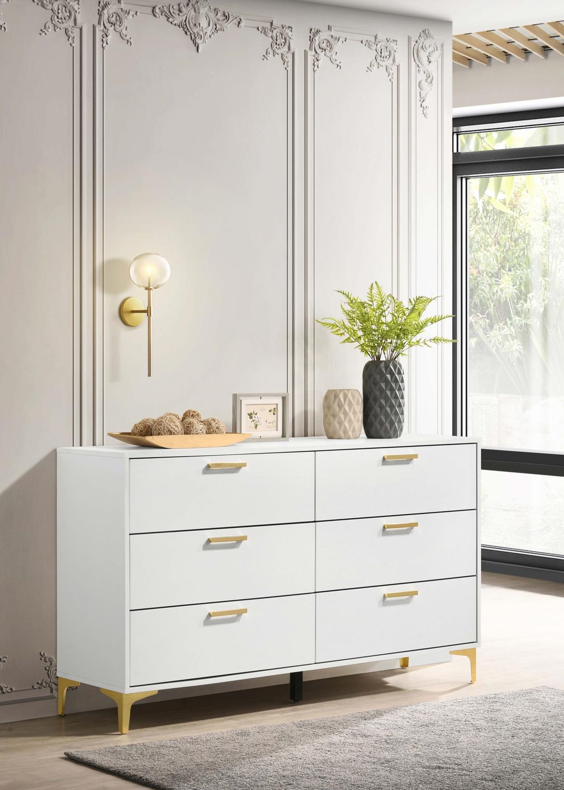 Kendall White 6-Drawer Dresser - 224403 - Bien Home Furniture & Electronics
