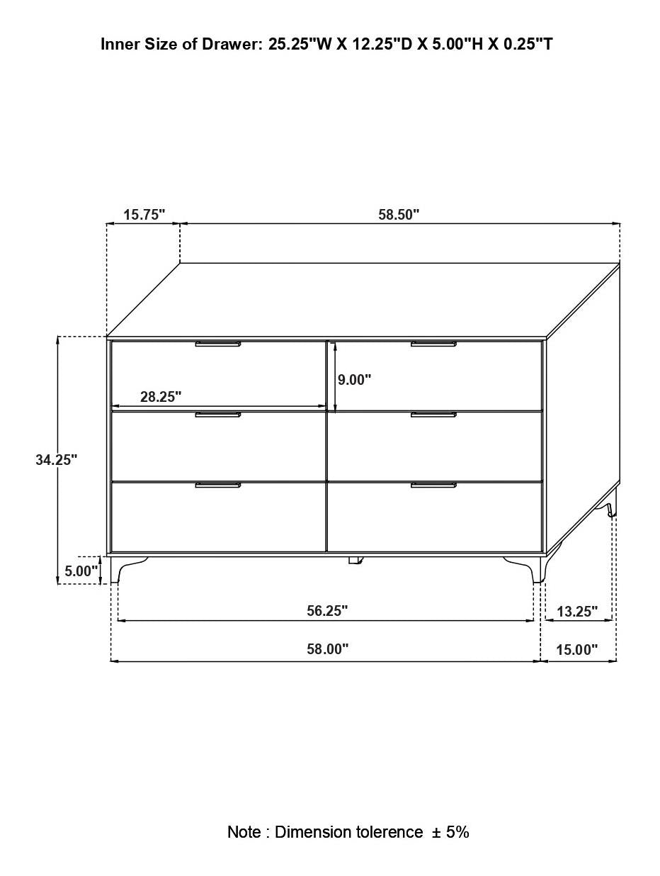 Kendall White 6-Drawer Dresser - 224403 - Bien Home Furniture & Electronics