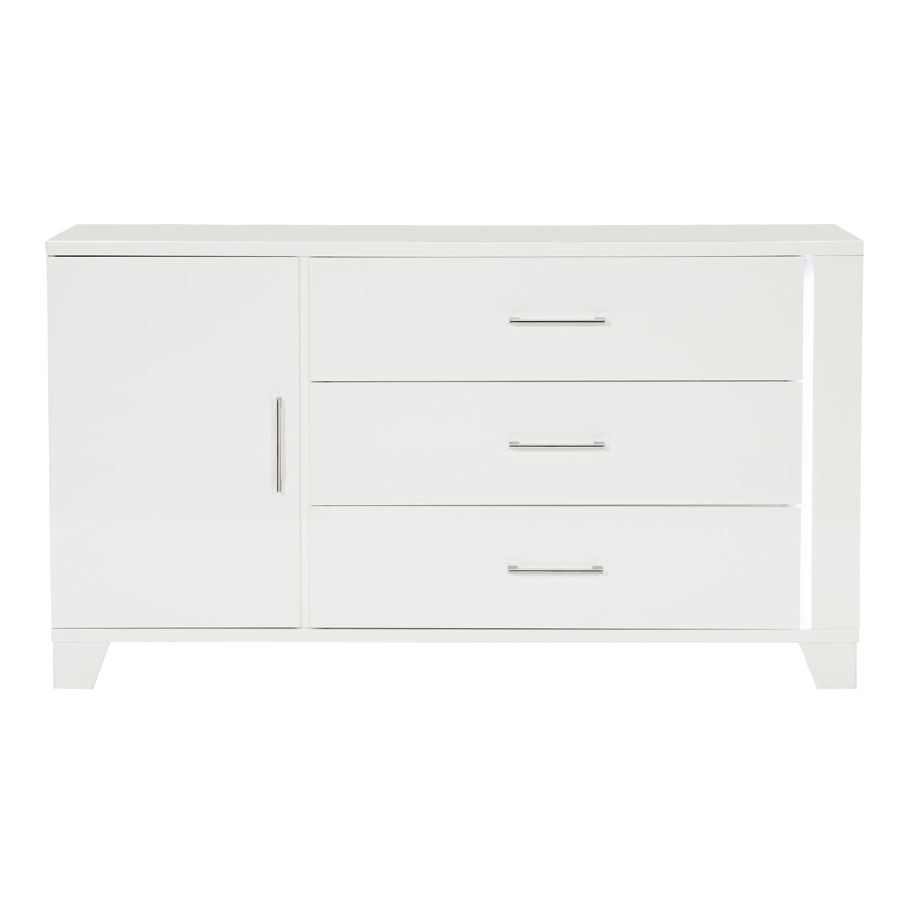 Kerren White High Gloss Dresser, LED Lighting - 1678W-5 - Bien Home Furniture & Electronics
