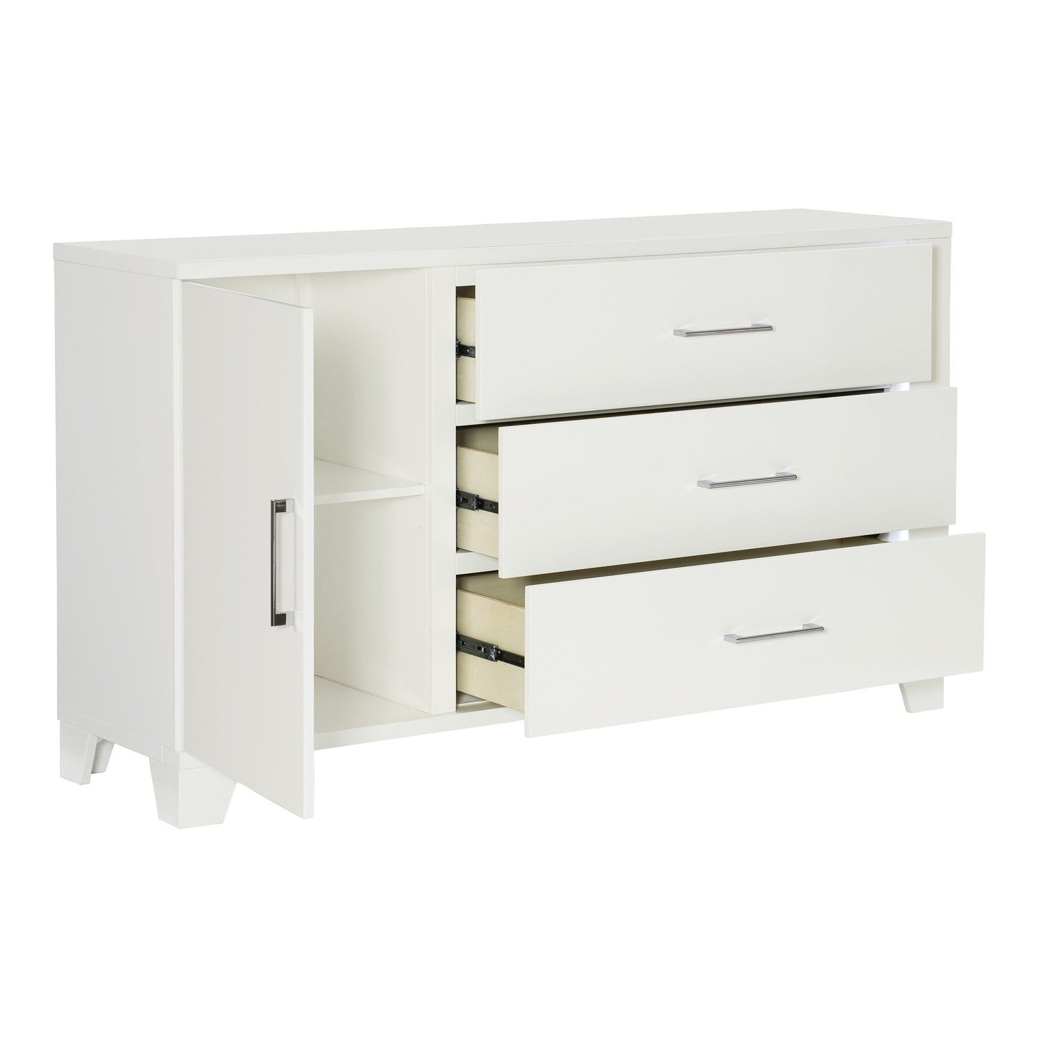 Kerren White High Gloss Dresser, LED Lighting - 1678W-5 - Bien Home Furniture & Electronics
