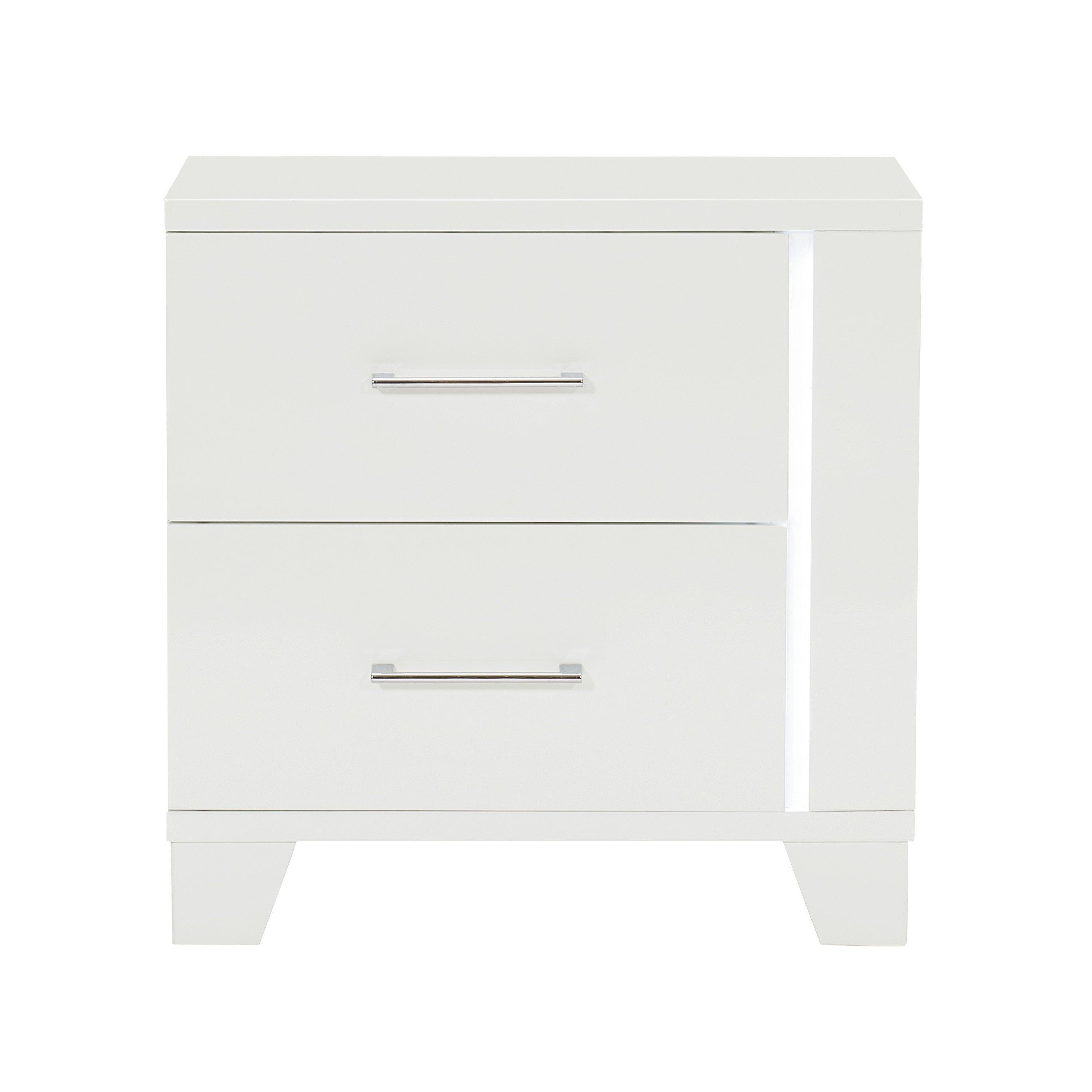 Kerren White High Gloss Nightstand, LED Lighting - 1678W-4 - Bien Home Furniture & Electronics