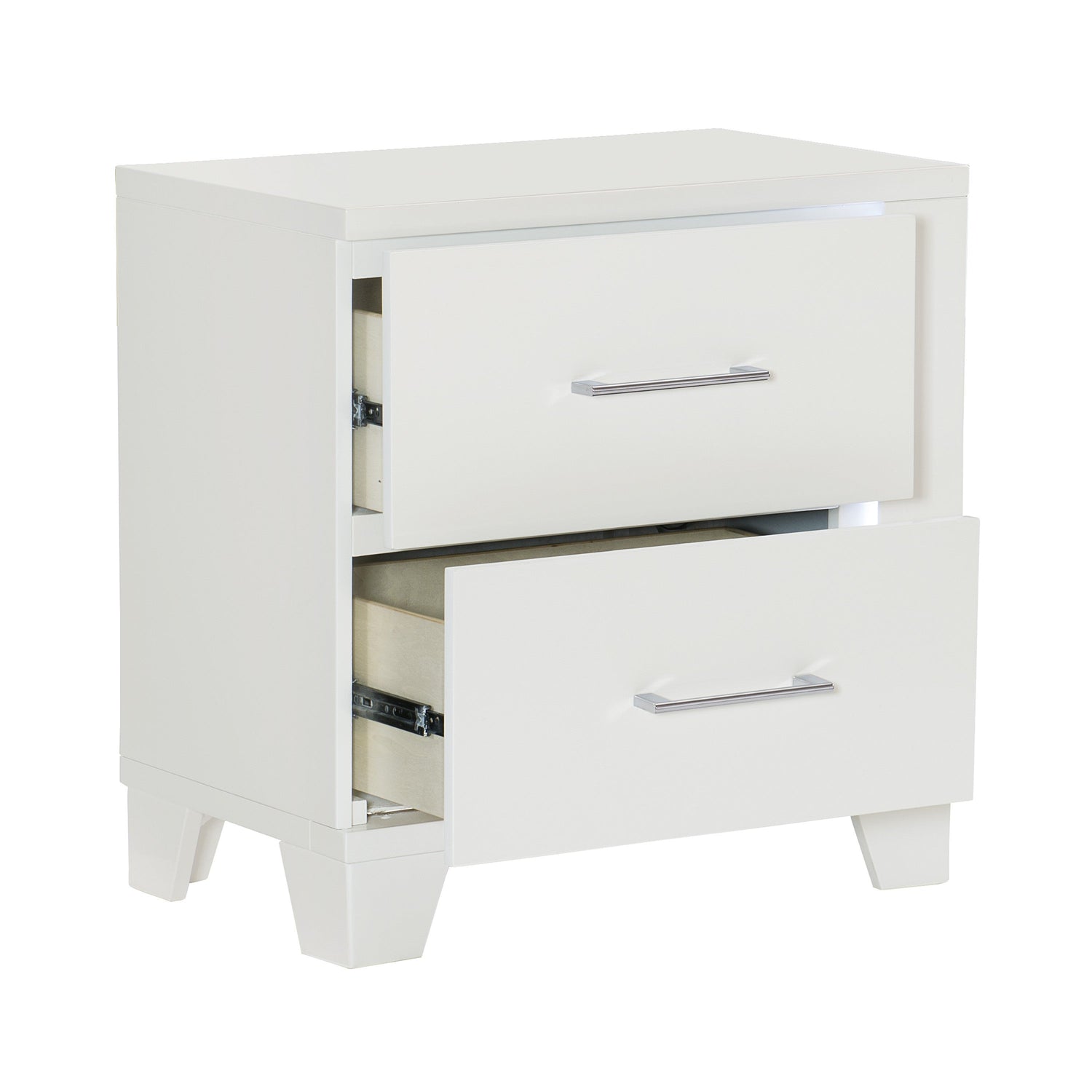 Kerren White High Gloss Nightstand, LED Lighting - 1678W-4 - Bien Home Furniture & Electronics