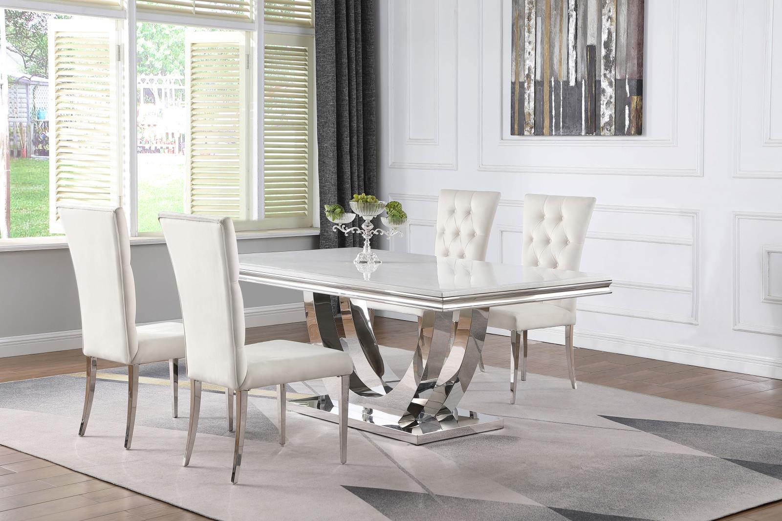 Kerwin 5-Piece Dining Room Set White/Chrome - 111101-S5W - Bien Home Furniture & Electronics