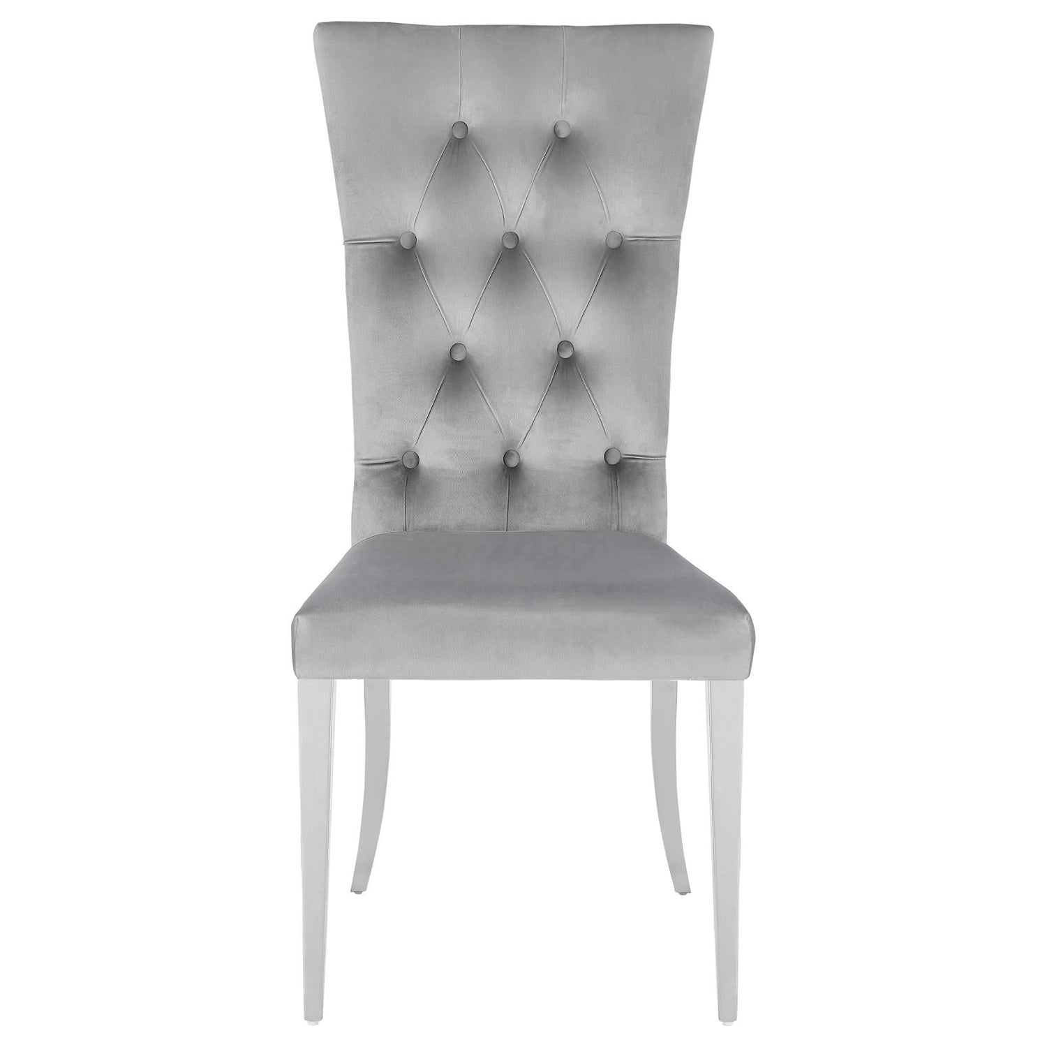 Kerwin Gray/Chrome Tufted Upholstered Side Chair, Set of 2 - 111103 - Bien Home Furniture & Electronics
