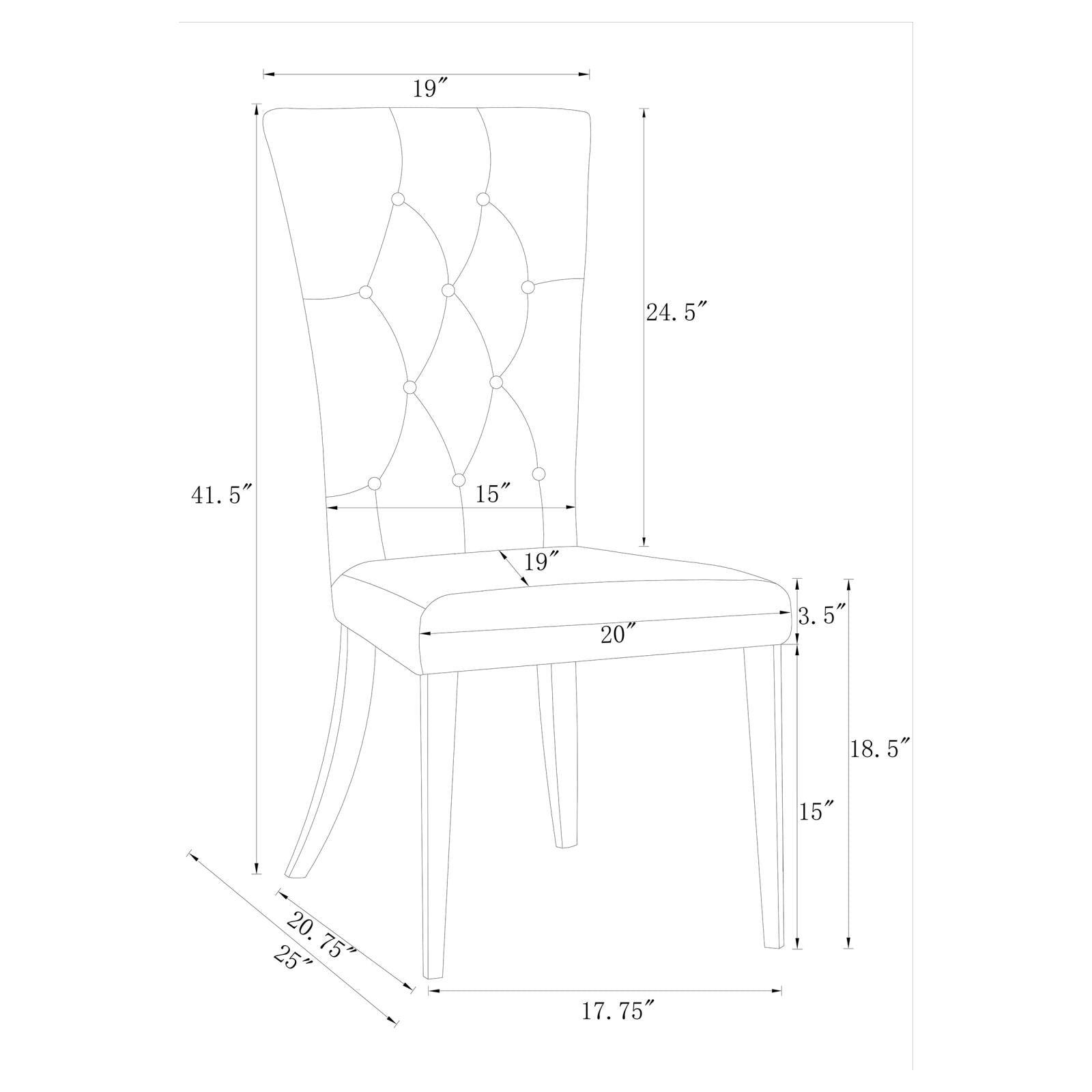 Kerwin Gray/Chrome Tufted Upholstered Side Chair, Set of 2 - 111103 - Bien Home Furniture & Electronics
