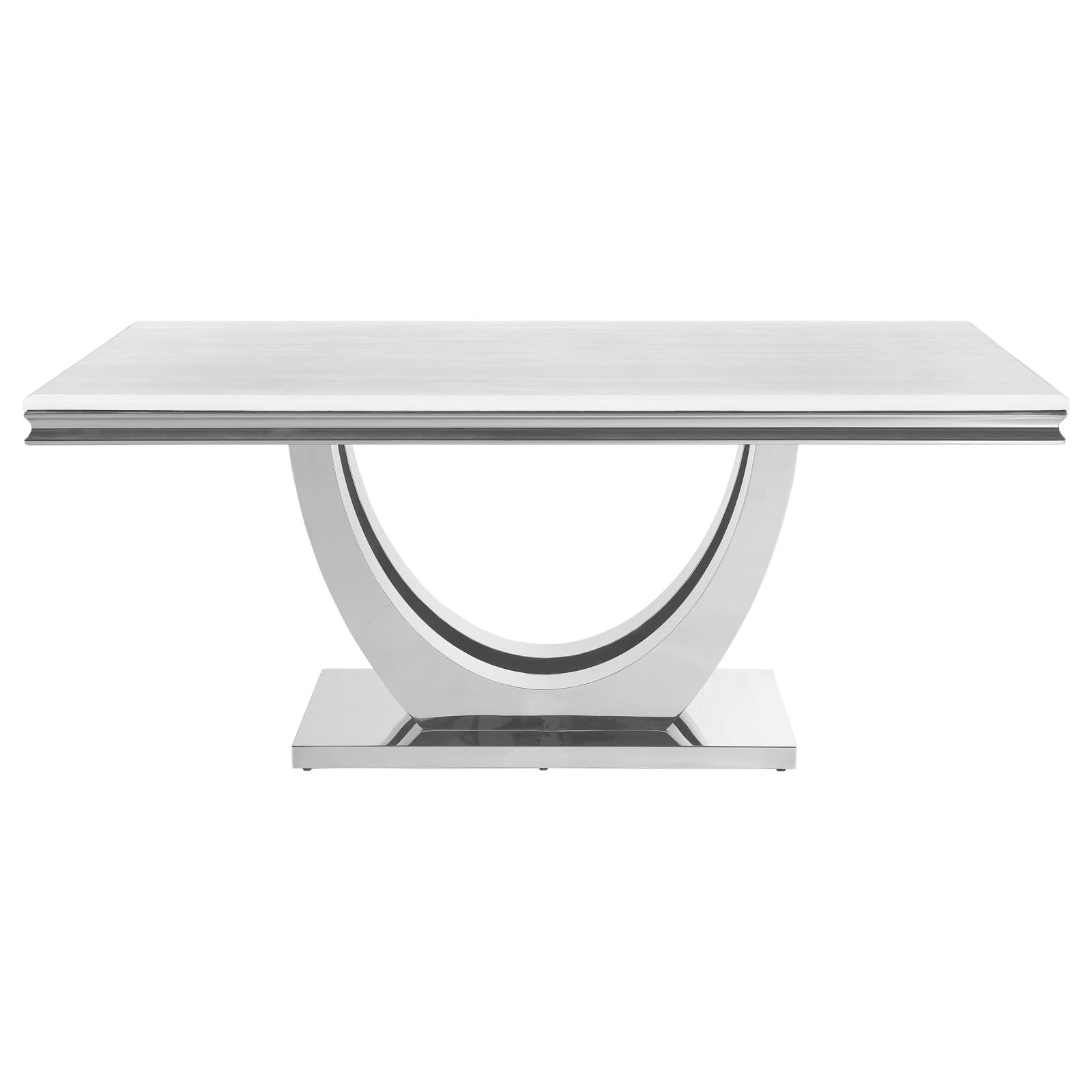 Kerwin White/Chrome Rectangle Faux Marble Top Dining Table - 111101 - Bien Home Furniture & Electronics