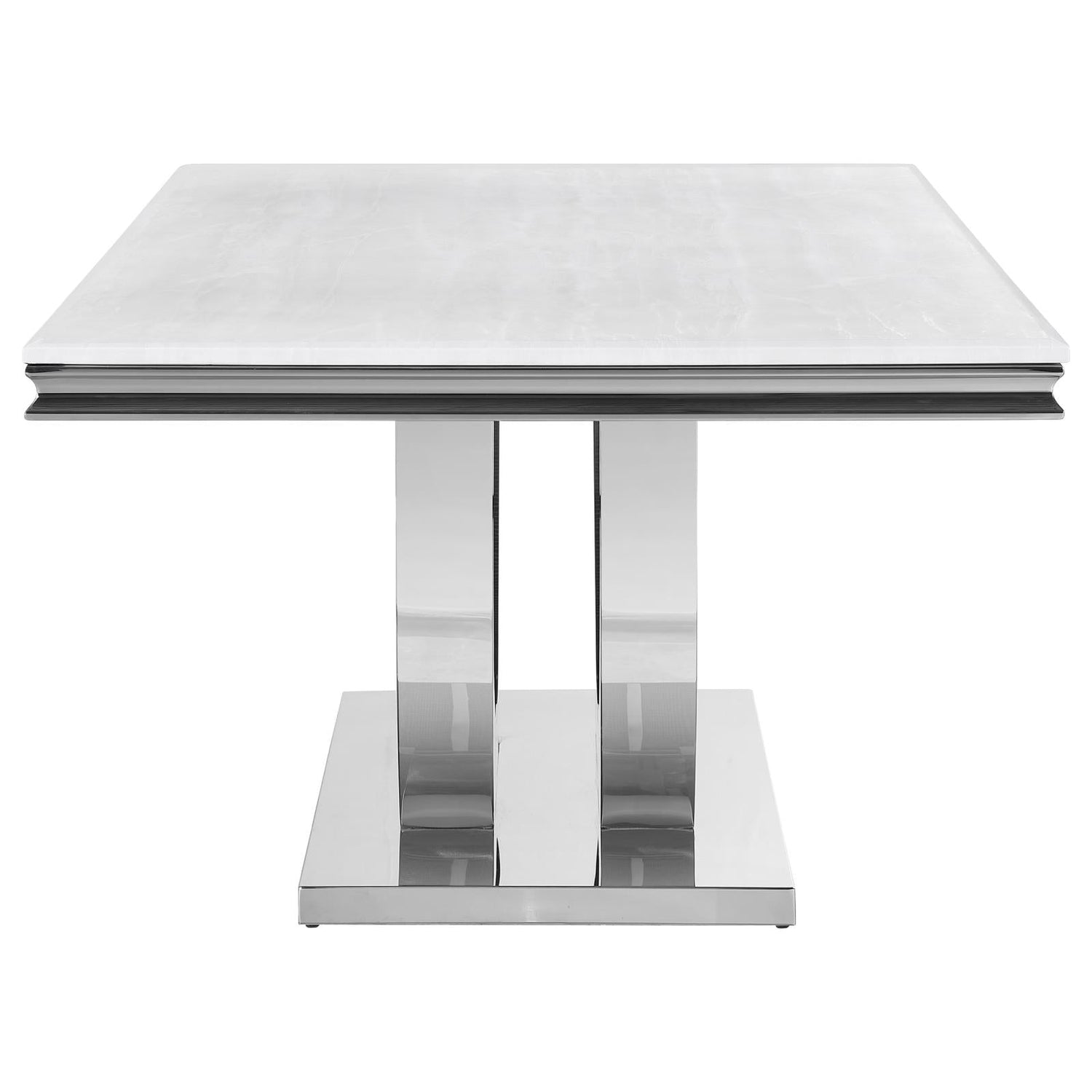 Kerwin White/Chrome Rectangle Faux Marble Top Dining Table - 111101 - Bien Home Furniture & Electronics