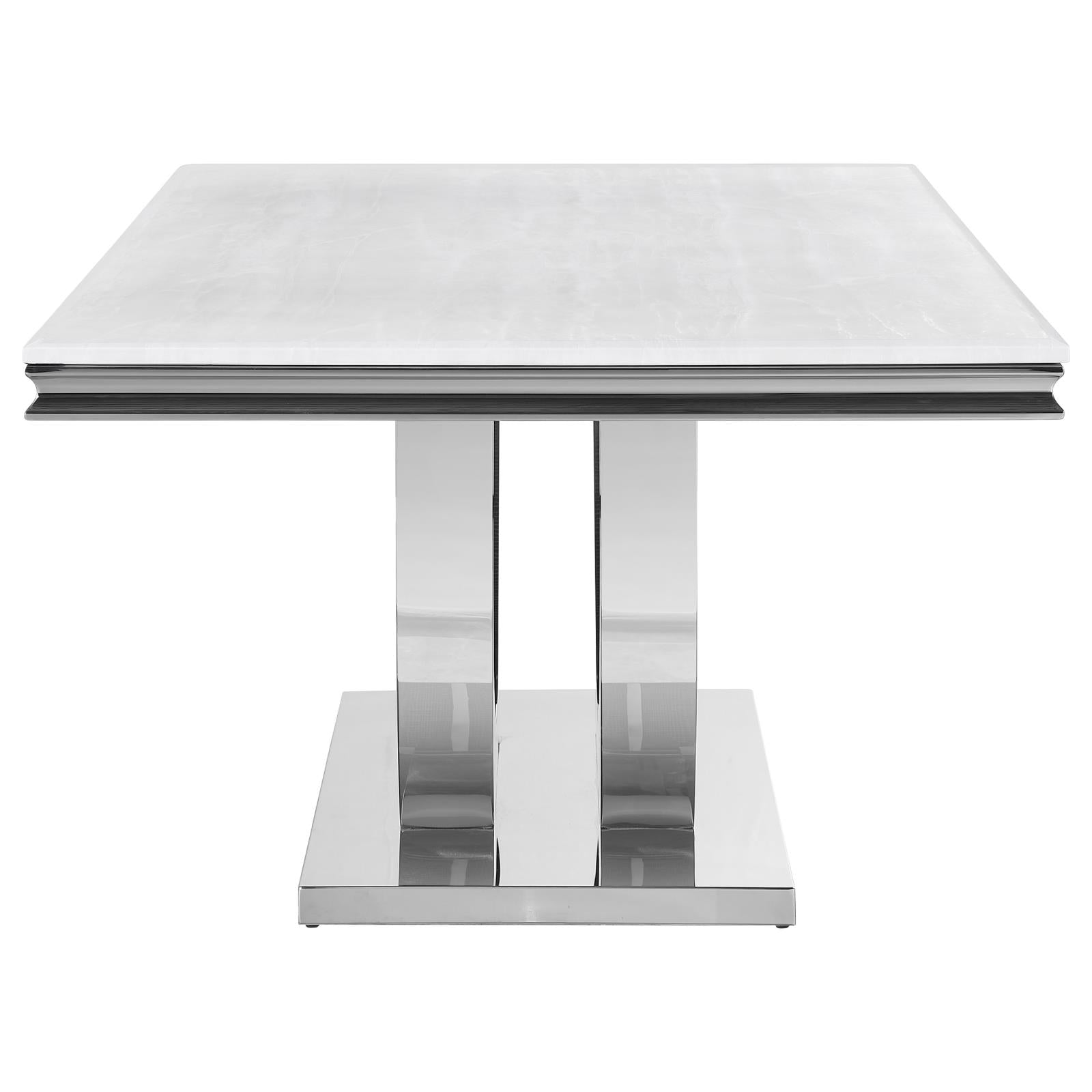 Kerwin White/Chrome Rectangle Faux Marble Top Dining Table - 111101 - Bien Home Furniture & Electronics