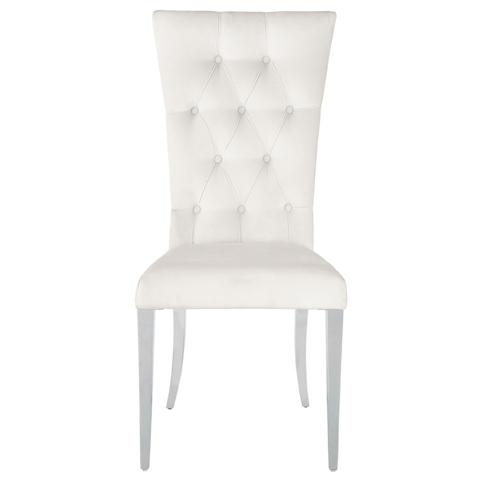 Kerwin White/Chrome Tufted Upholstered Side Chair, Set of 2 - 111102 - Bien Home Furniture & Electronics
