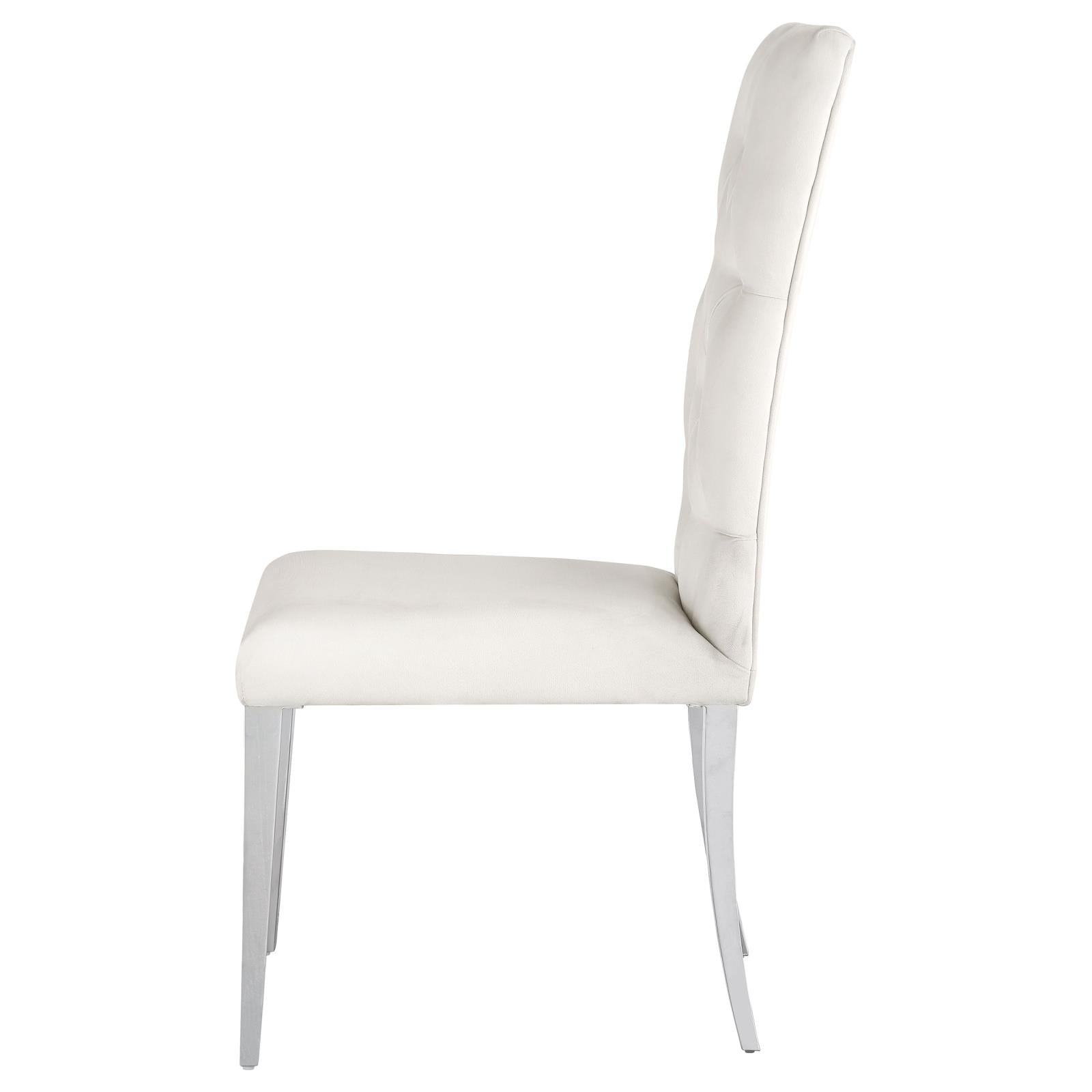 Kerwin White/Chrome Tufted Upholstered Side Chair, Set of 2 - 111102 - Bien Home Furniture & Electronics