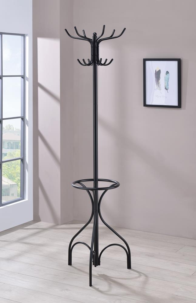 Kiefer Black Coat Rack with 12 Hooks - 900821 - Bien Home Furniture & Electronics