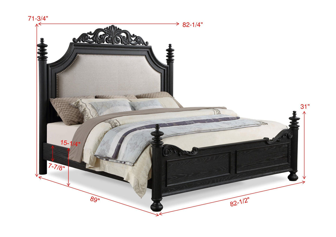 Kingsbury Espresso Queen Upholstered Panel Bed - SET | B1130-Q-HB | B1130-Q-FB | B1130-KQ-RAIL | - Bien Home Furniture &amp; Electronics