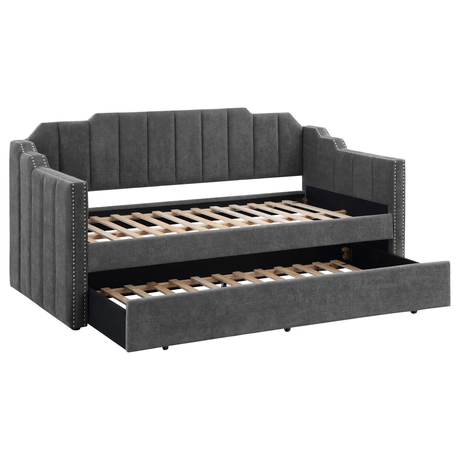 Kingston Charcoal Upholstered Twin Daybed with Trundle - 315962 - Bien Home Furniture & Electronics