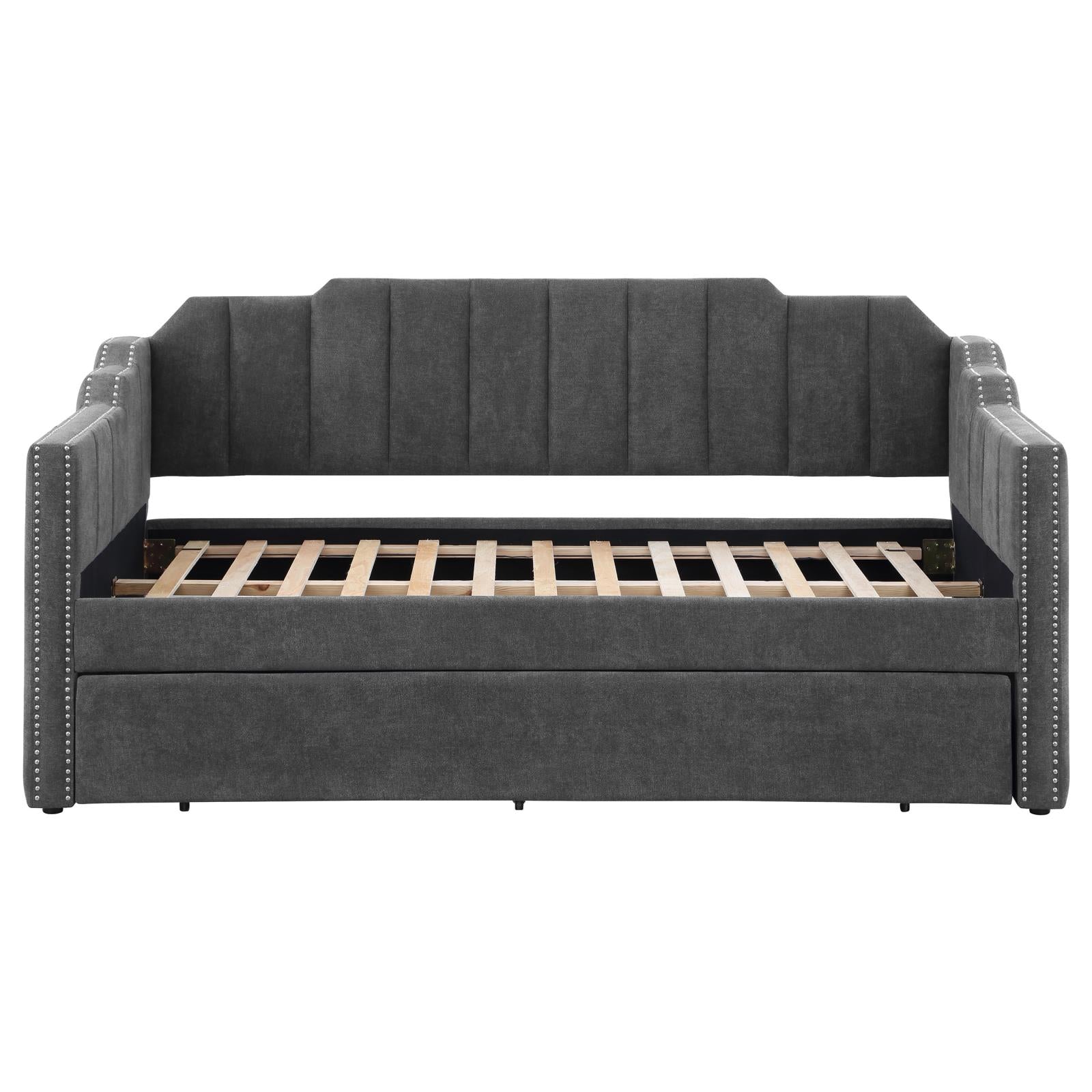 Kingston Charcoal Upholstered Twin Daybed with Trundle - 315962 - Bien Home Furniture &amp; Electronics