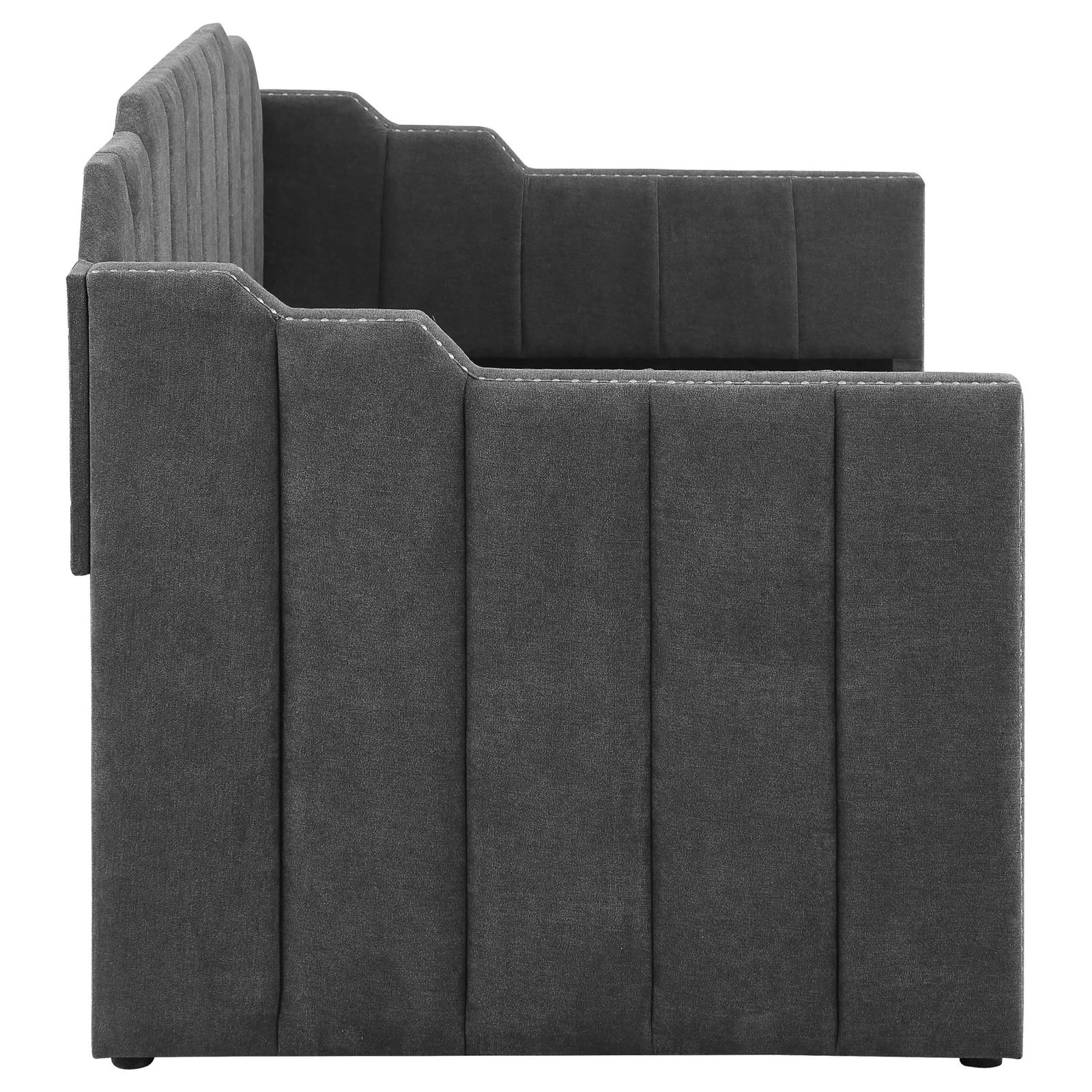Kingston Charcoal Upholstered Twin Daybed with Trundle - 315962 - Bien Home Furniture & Electronics