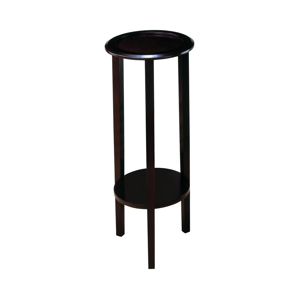 Kirk Espresso Round Accent Table with Bottom Shelf - 900936 - Bien Home Furniture & Electronics