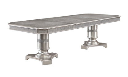 Klina Silver Champagne Double Pedestal Dining Table - SET | 2200T-44108-TOP | 2200T-44108-LEG - Bien Home Furniture &amp; Electronics