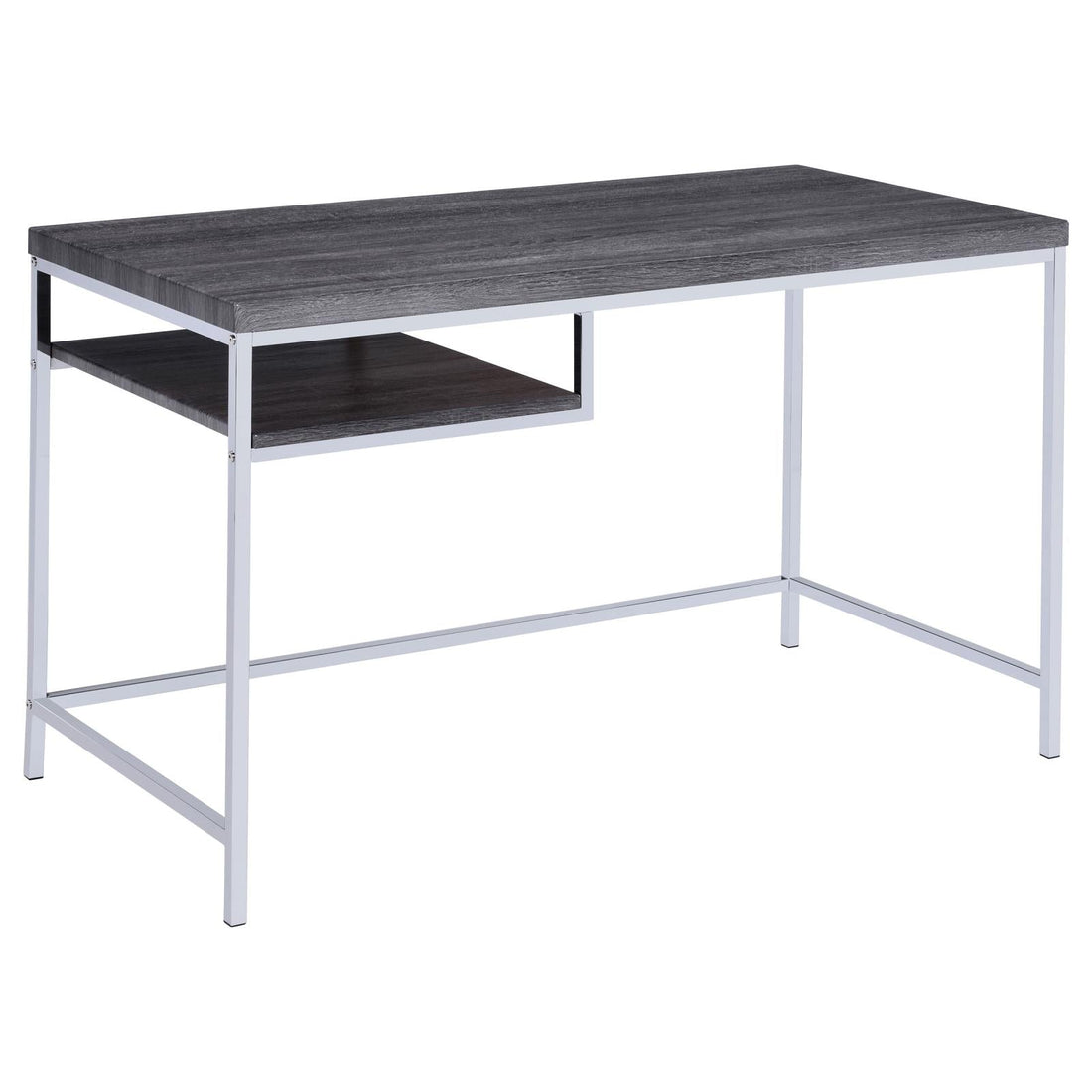 Kravitz Weathered Gray/Chrome Rectangular Writing Desk - 801271 - Bien Home Furniture &amp; Electronics
