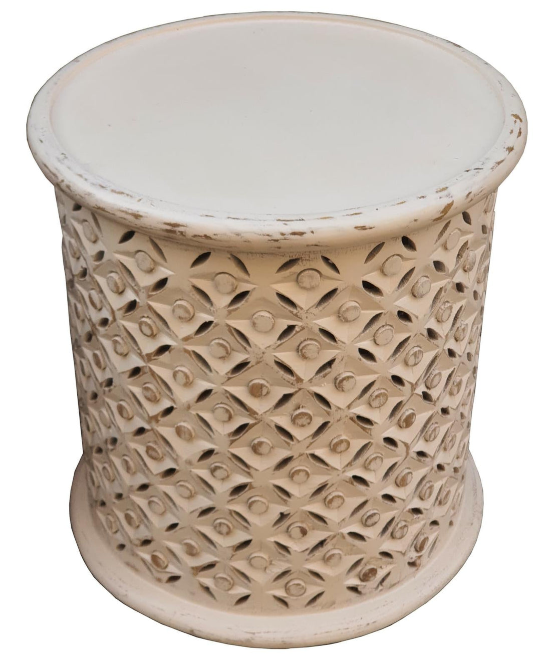 Krish White Washed 18-inch Round Accent Table - 936142 - Bien Home Furniture &amp; Electronics