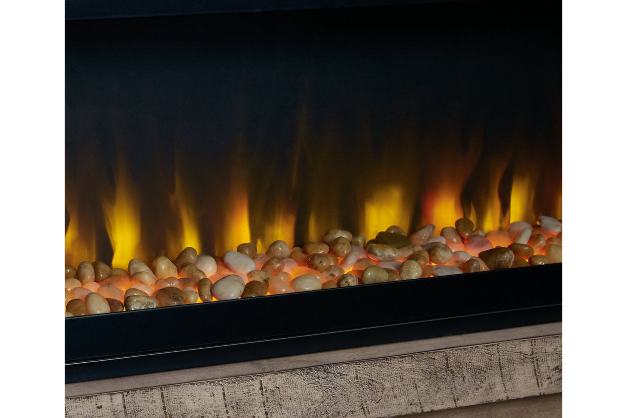 Krystanza Weathered Gray TV Stand with Electric Fireplace - SET | W100-22 | W760-78 - Bien Home Furniture & Electronics