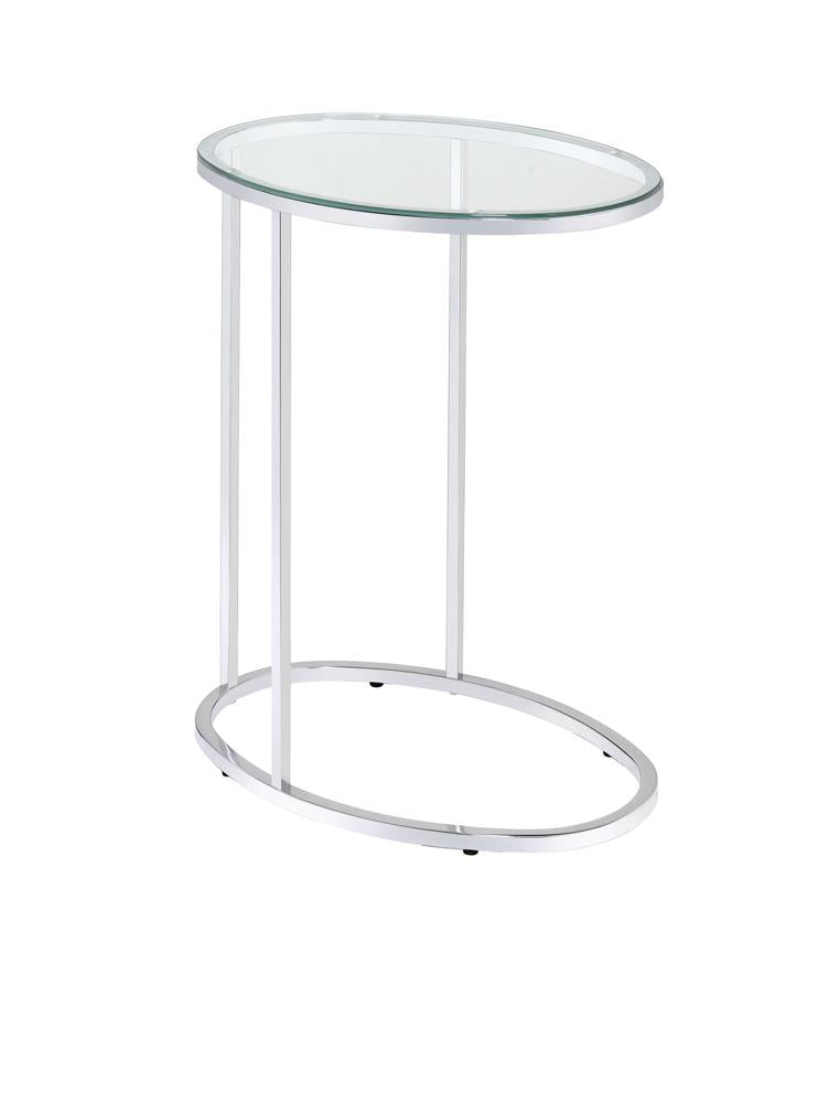 Kyle Oval Snack Table Chrome/Clear - 902927 - Bien Home Furniture &amp; Electronics