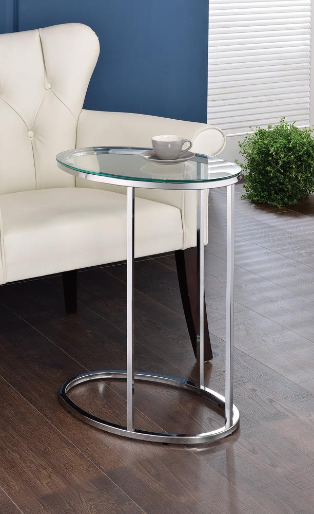 Kyle Oval Snack Table Chrome/Clear - 902927 - Bien Home Furniture & Electronics