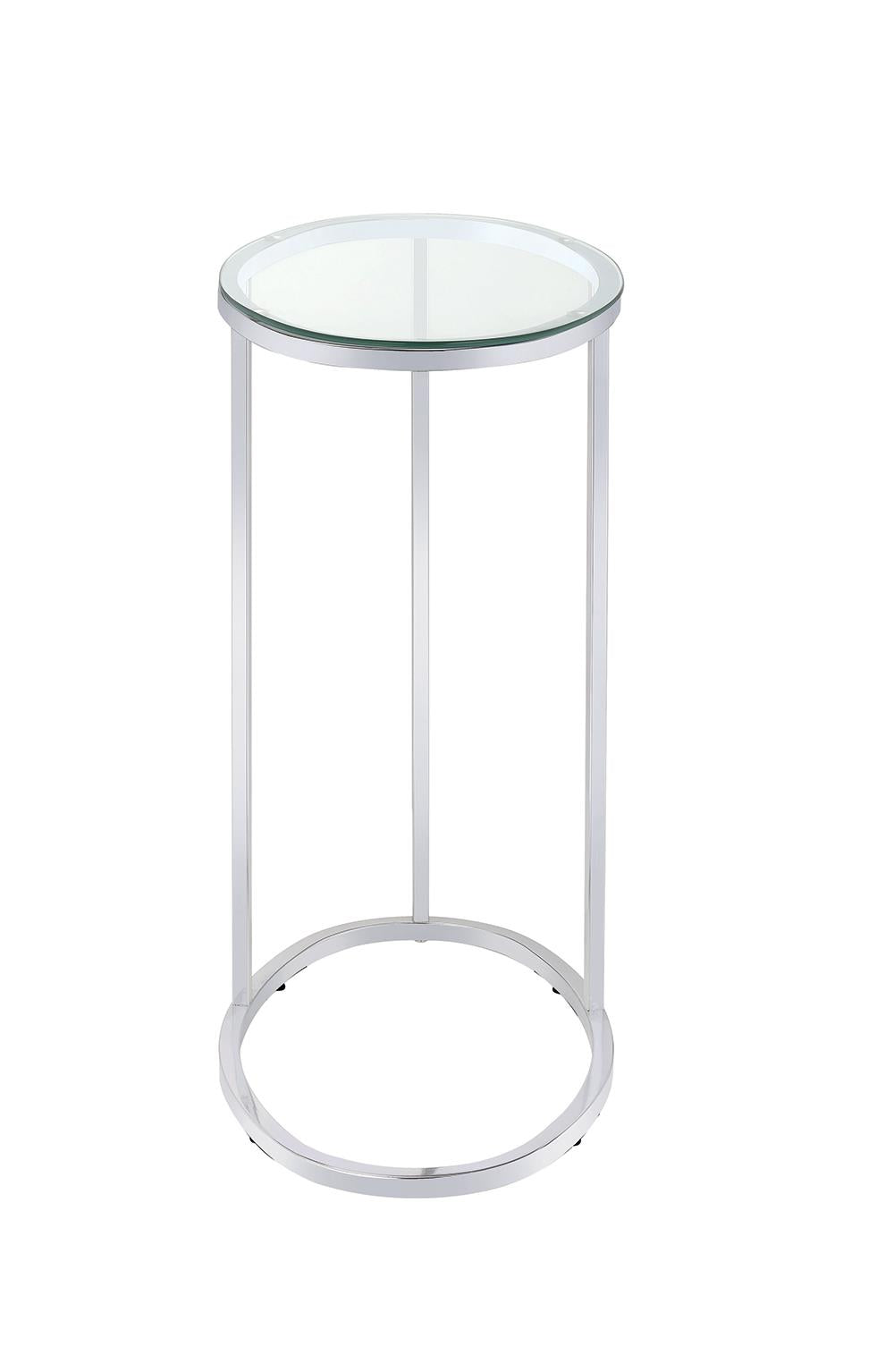 Kyle Oval Snack Table Chrome/Clear - 902927 - Bien Home Furniture & Electronics