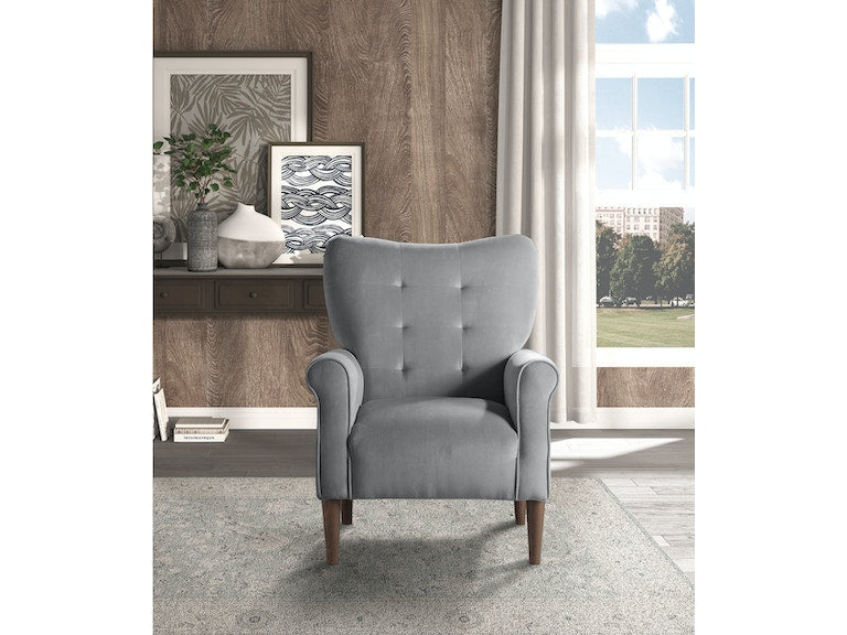 Kyrie Dark Gray Velvet Accent Chair - 1046DG-1 - Bien Home Furniture &amp; Electronics