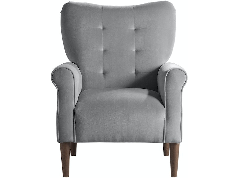 Kyrie Dark Gray Velvet Accent Chair - 1046DG-1 - Bien Home Furniture & Electronics