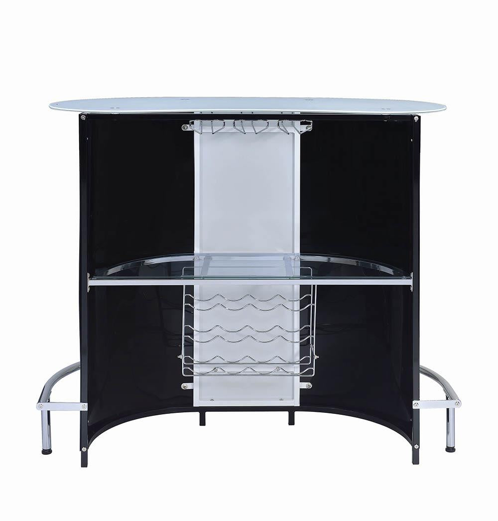 Lacewing Glossy Black/White 1-Shelf Bar Unit - 100654 - Bien Home Furniture &amp; Electronics