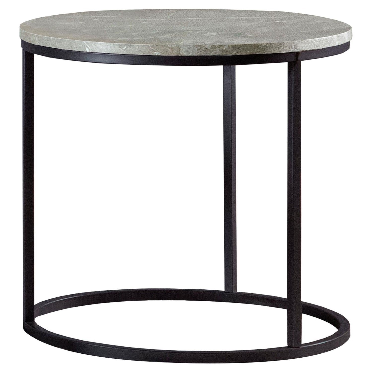 Lainey Faux Marble Round Top End Table Gray/Gunmetal - 736027 - Bien Home Furniture & Electronics
