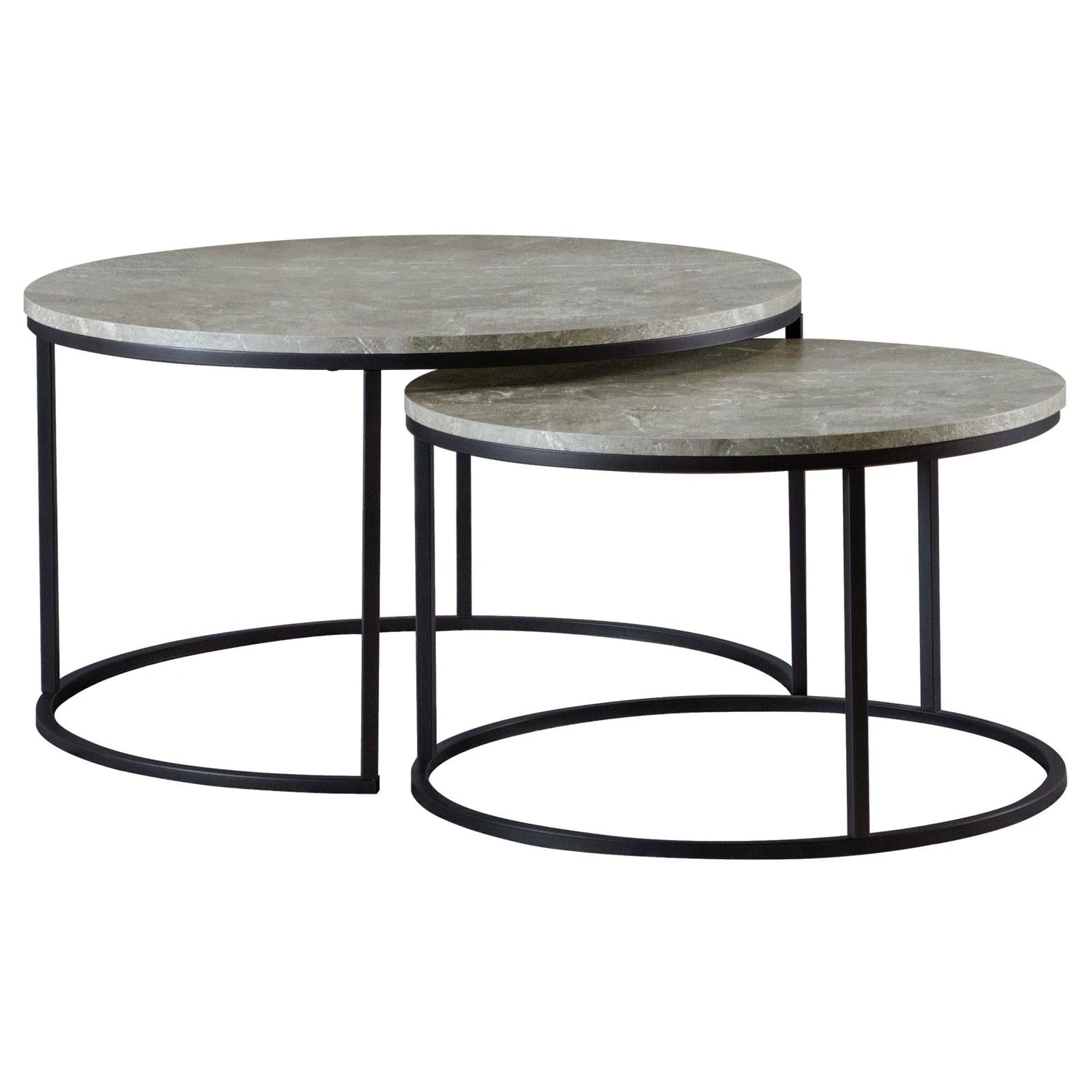 Lainey Gray/Gunmetal Round 2-Piece Nesting Coffee Table - 736028 - Bien Home Furniture & Electronics