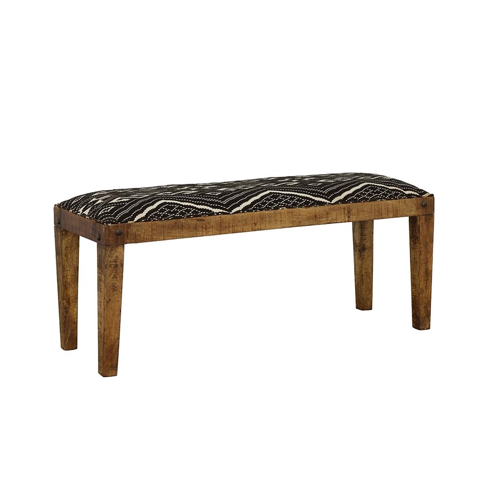 Lamont Natural/Navy Rectangular Upholstered Bench - 910177 - Bien Home Furniture &amp; Electronics