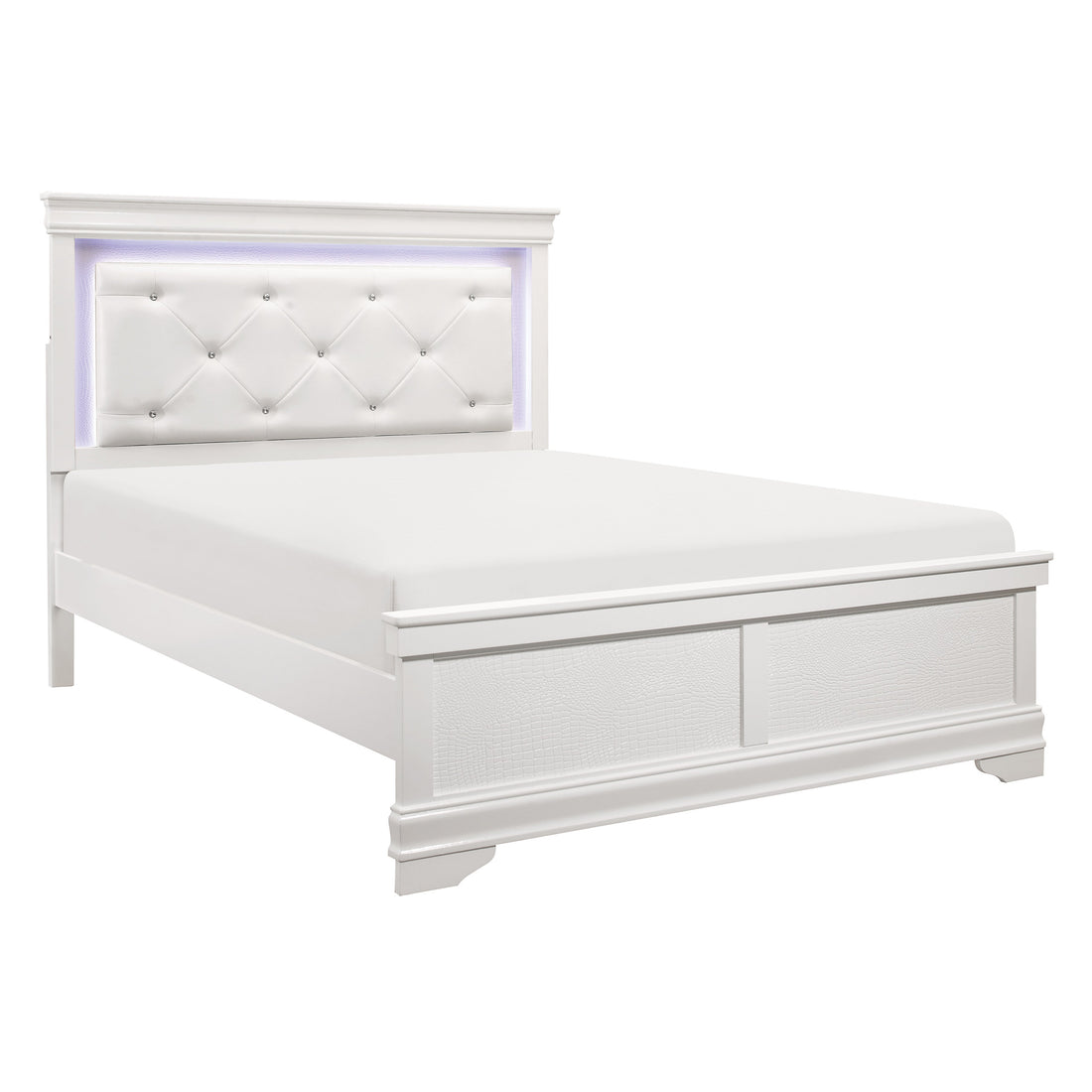 Lana White LED Upholstered Panel Youth Bedroom Set - SET | 1556WT-1 | 1556WF-3 | 1556W-4 | 1556W-9 - Bien Home Furniture &amp; Electronics