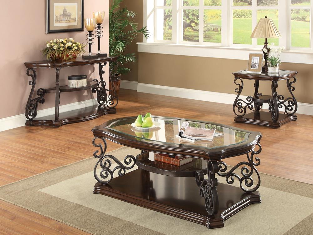 Laney Deep Merlot/Clear Coffee Table - 702448 - Bien Home Furniture & Electronics