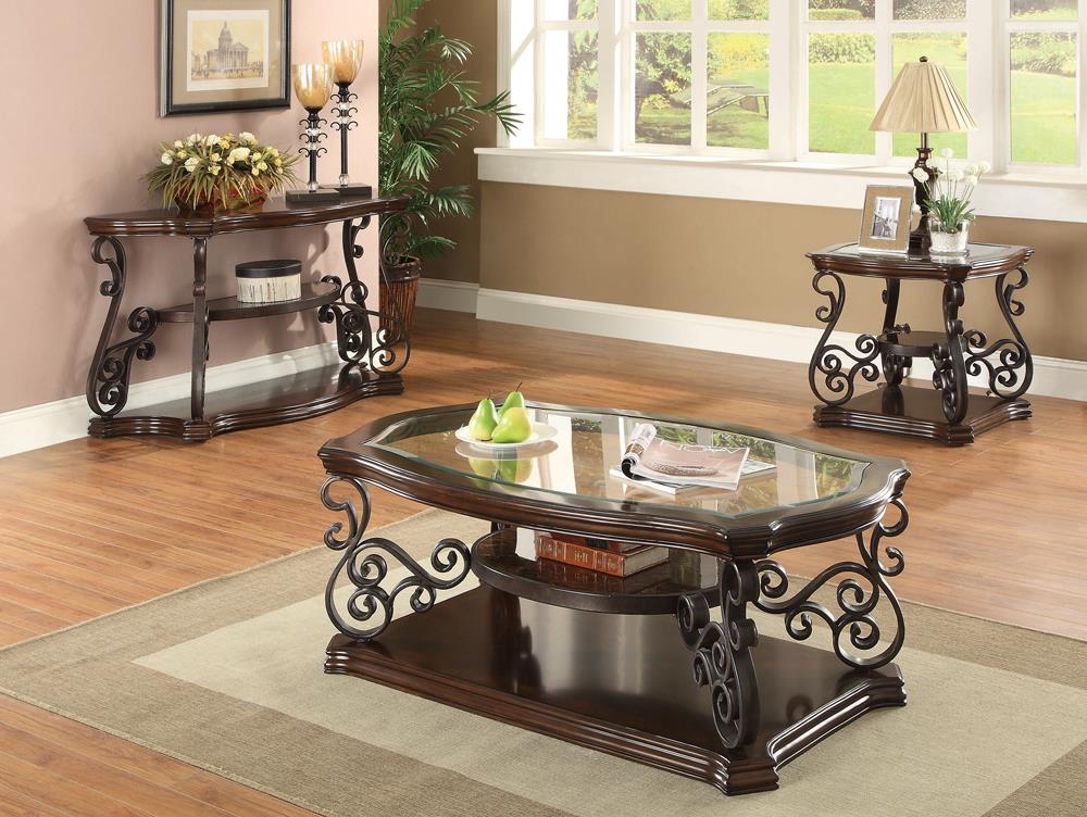 Laney Sofa Table Deep Merlot/Clear - 702449 - Bien Home Furniture & Electronics