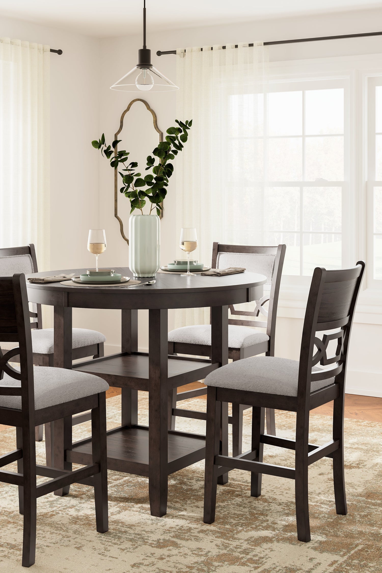 Langwest Brown Counter Height Dining Table and 4 Barstools (Set of 5) - D422-223 - Bien Home Furniture & Electronics