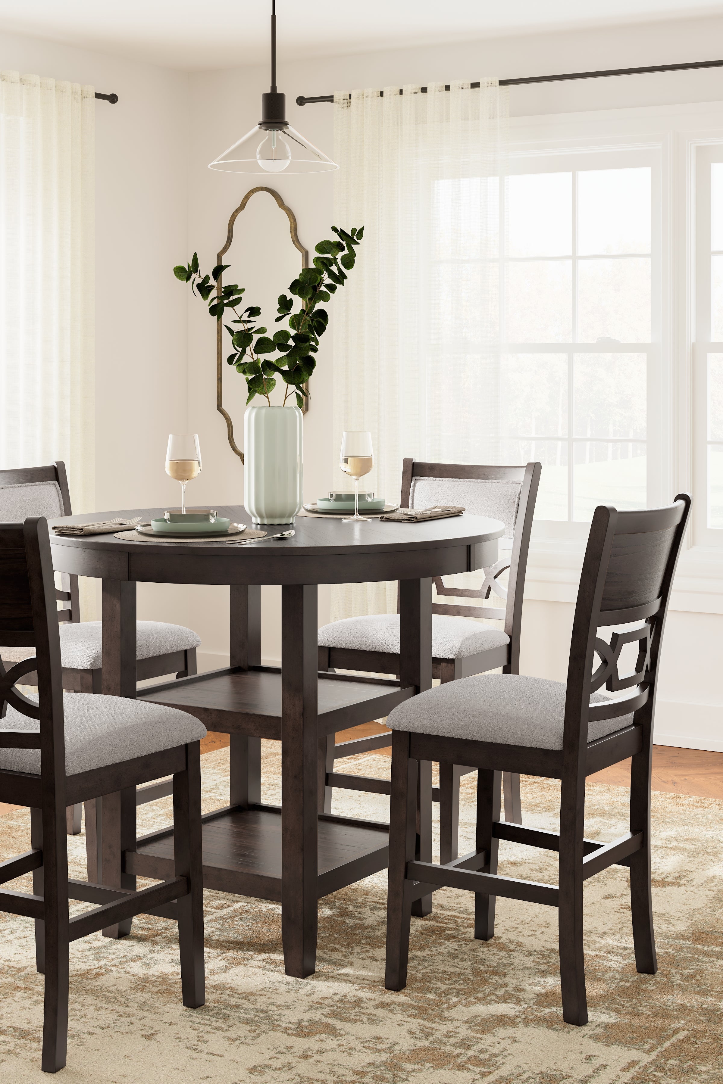 Langwest Brown Counter Height Dining Table and 4 Barstools (Set of 5) - D422-223 - Bien Home Furniture &amp; Electronics