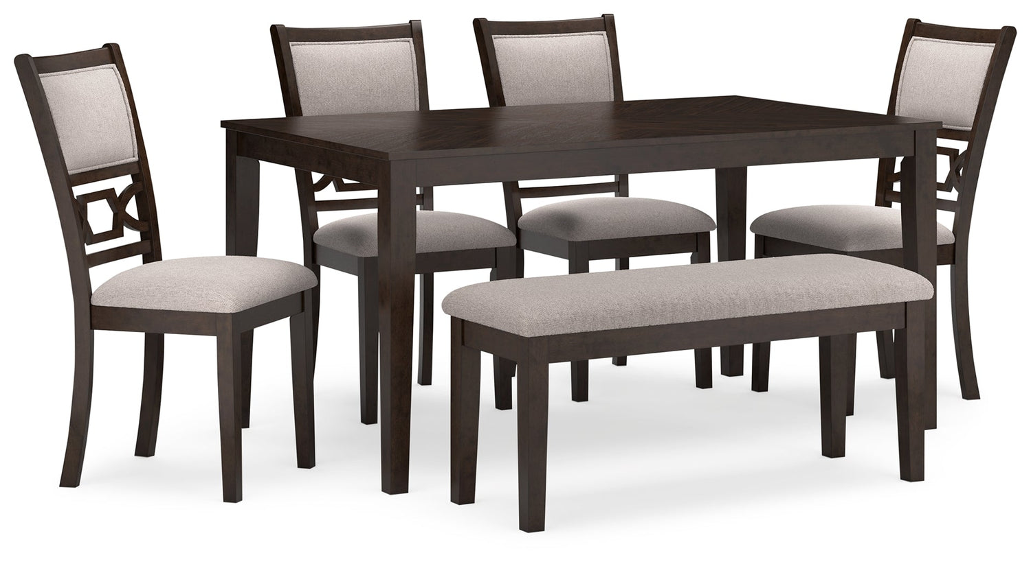 Langwest Brown Dining Table and 4 Chairs and Bench (Set of 6) - D422-325 - Bien Home Furniture & Electronics