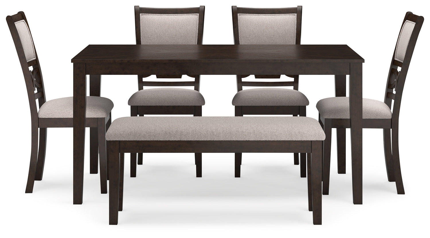 Langwest Brown Dining Table and 4 Chairs and Bench (Set of 6) - D422-325 - Bien Home Furniture & Electronics