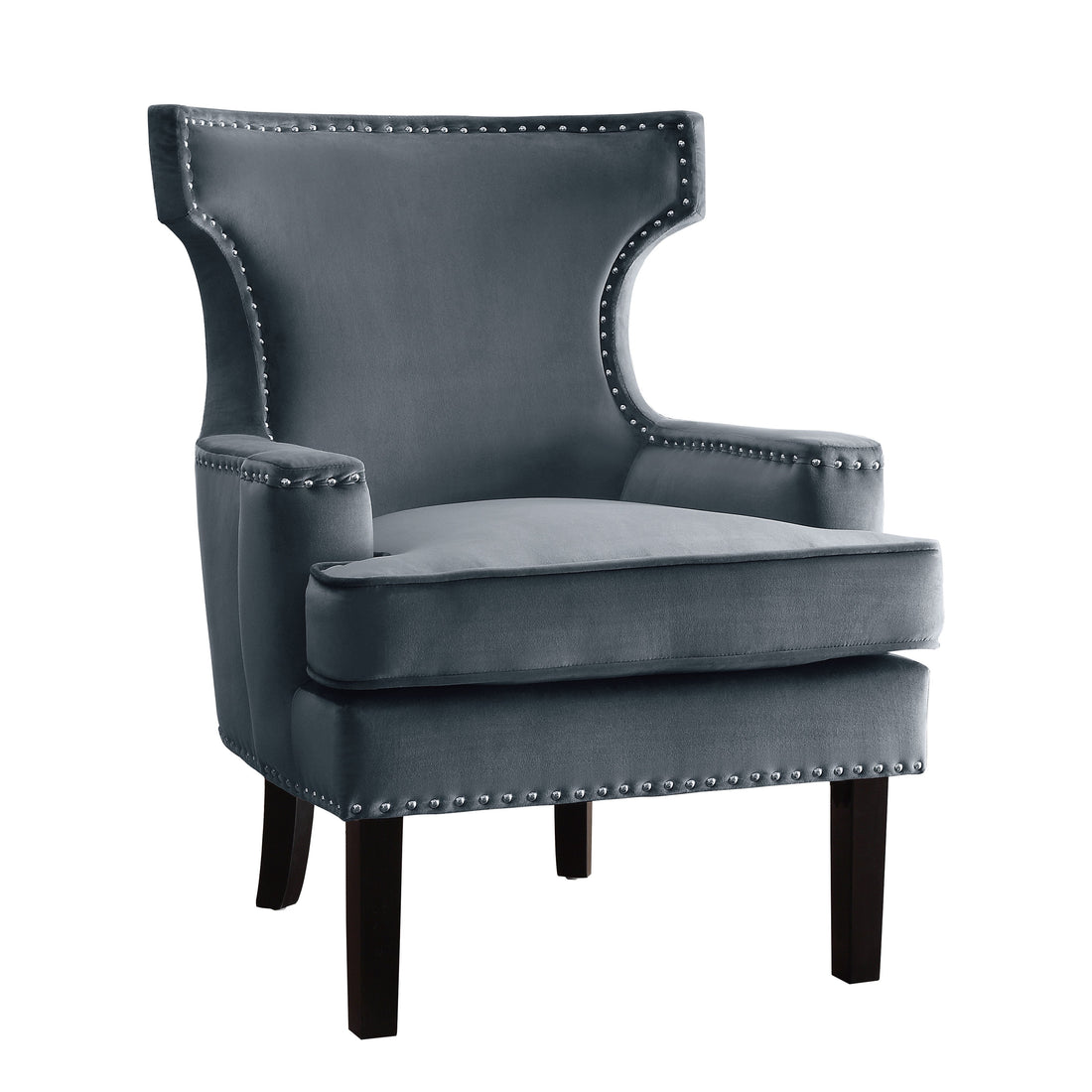 Lapis Gray Velvet Accent Chair - 1190GY-1 - Bien Home Furniture &amp; Electronics