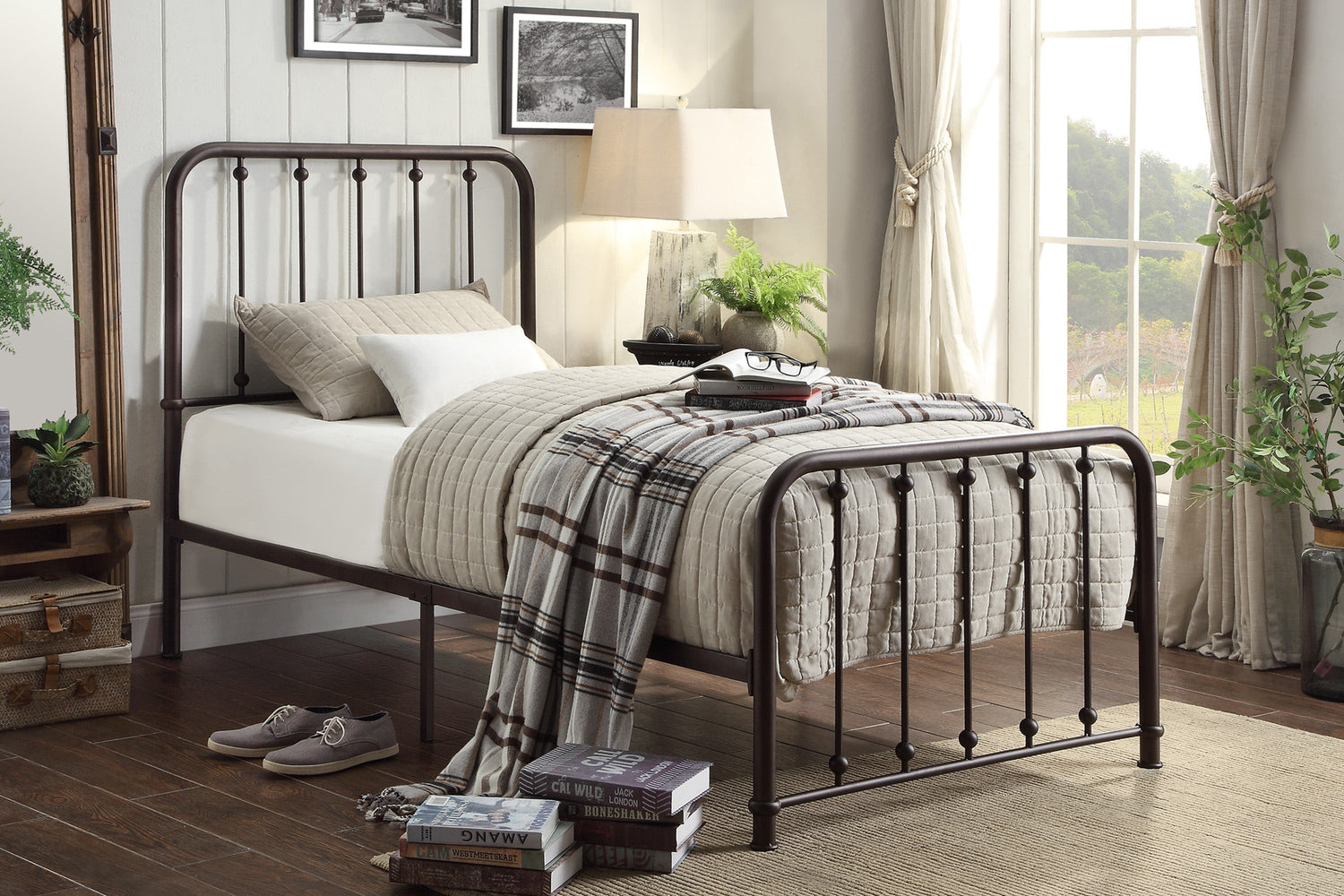 Larkspur Antique Bronze Twin Metal Platform Bed - 1638T-1 - Bien Home Furniture & Electronics