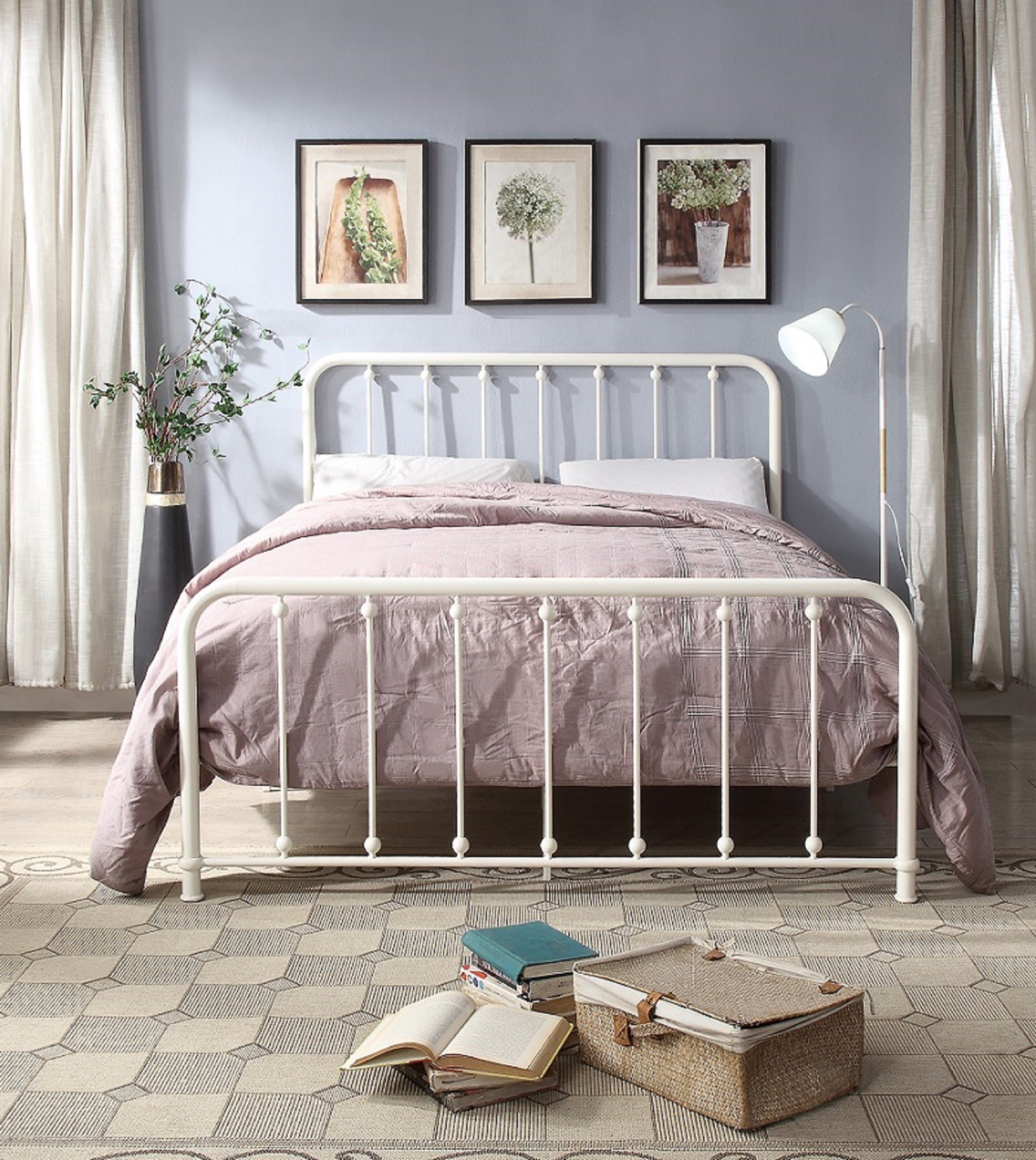 Larkspur White Queen Metal Platform Bed - 1638W-1 - Bien Home Furniture & Electronics
